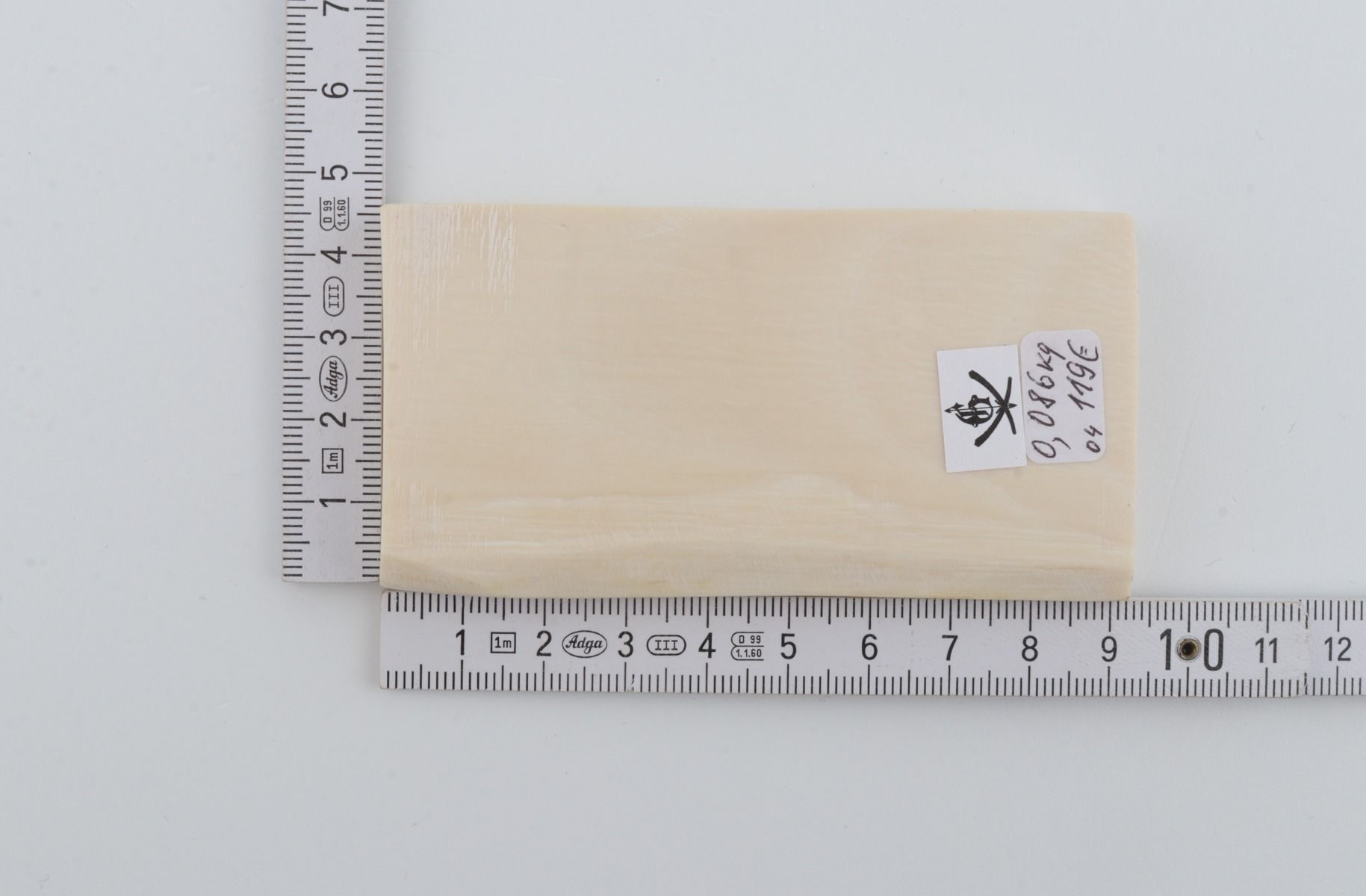White mammoth ivory segment