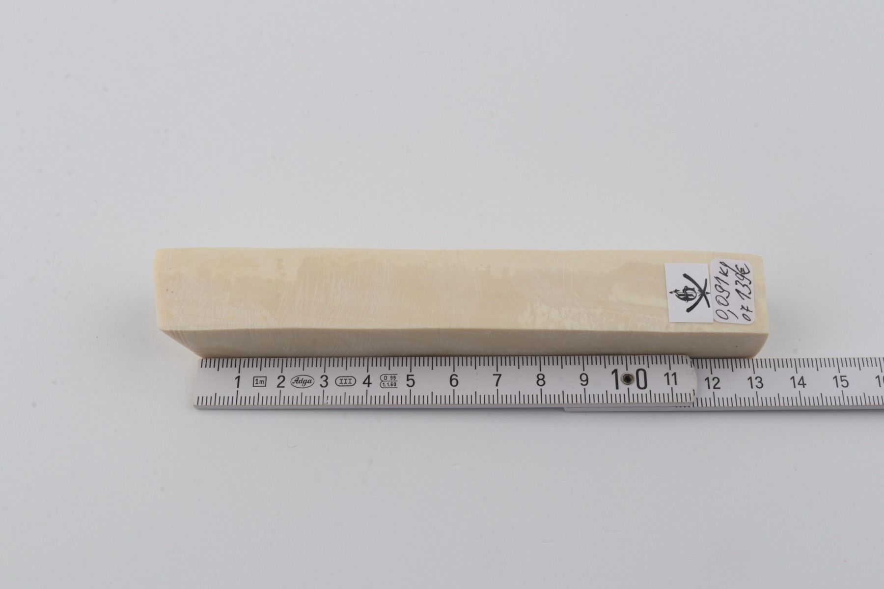 White mammoth ivory segment