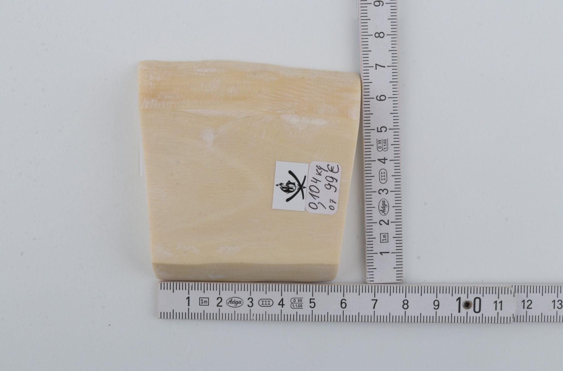 White mammoth ivory segment