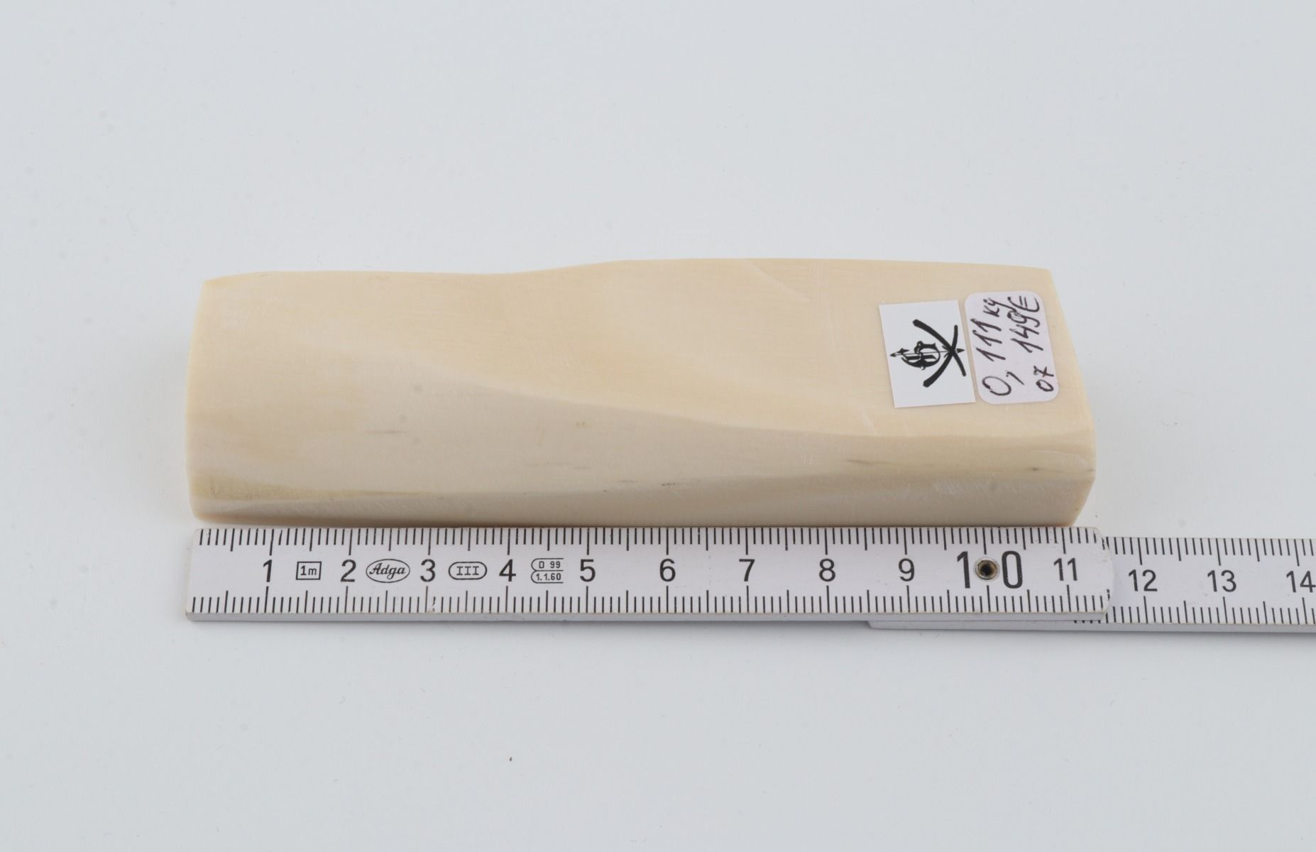 White mammoth ivory segment