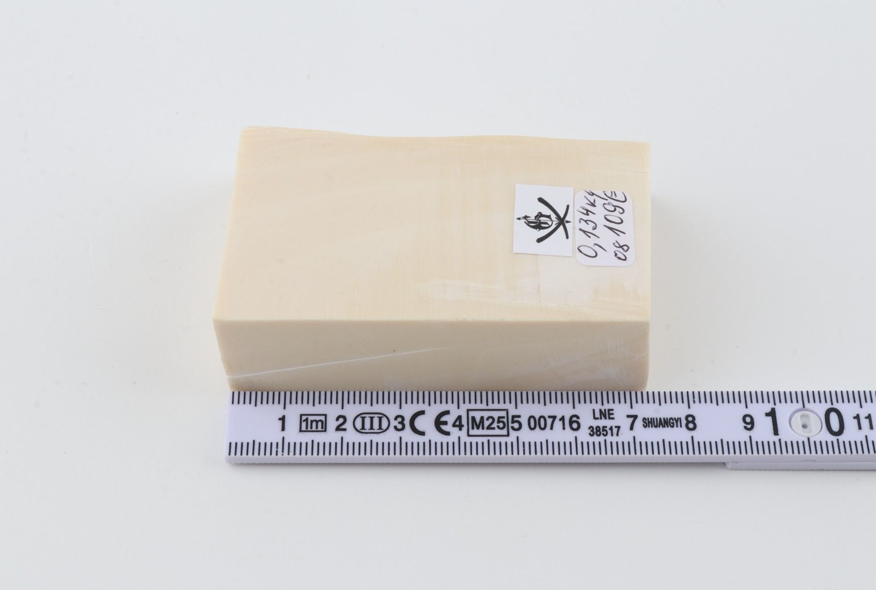 White mammoth ivory segment