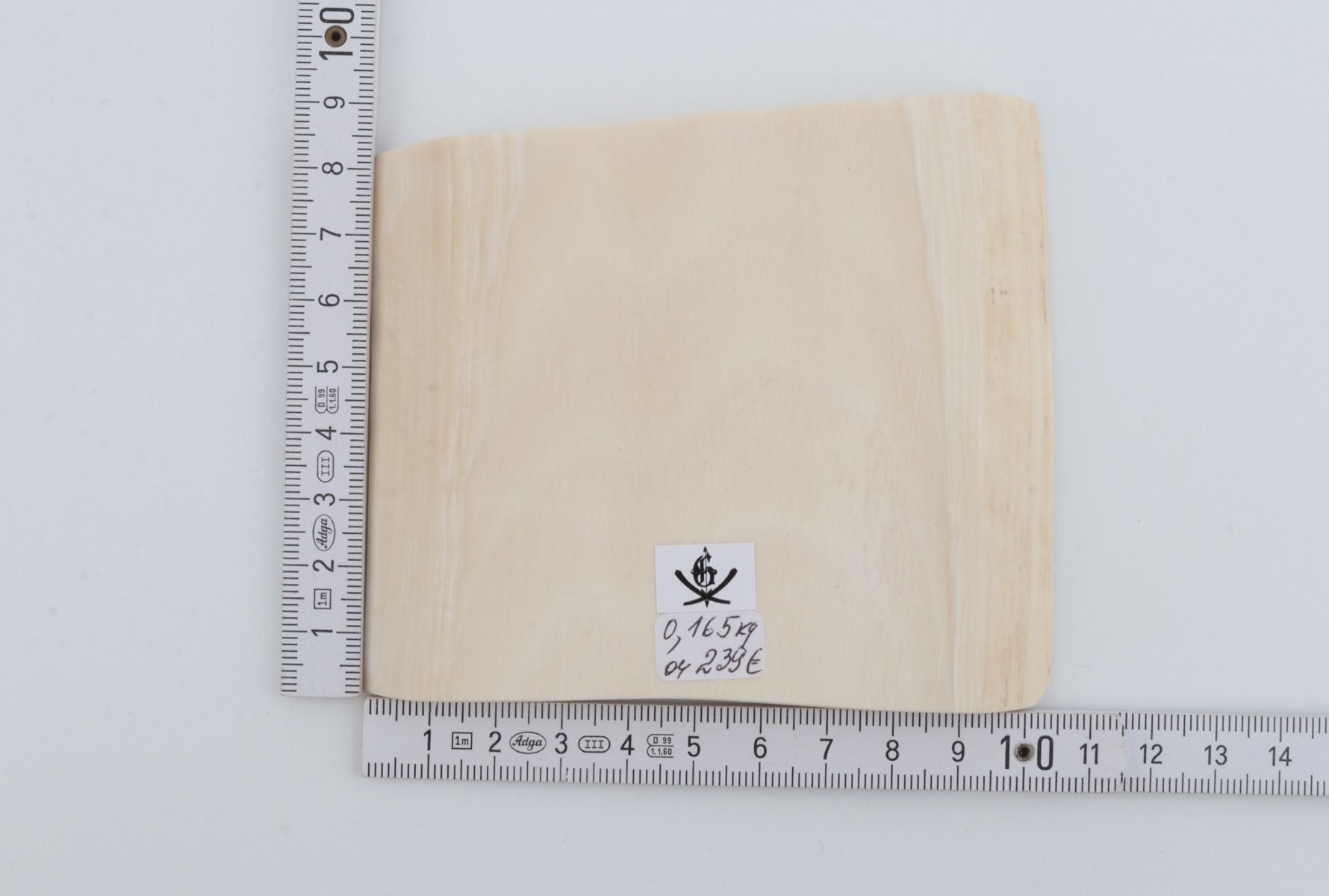 White mammoth ivory segment