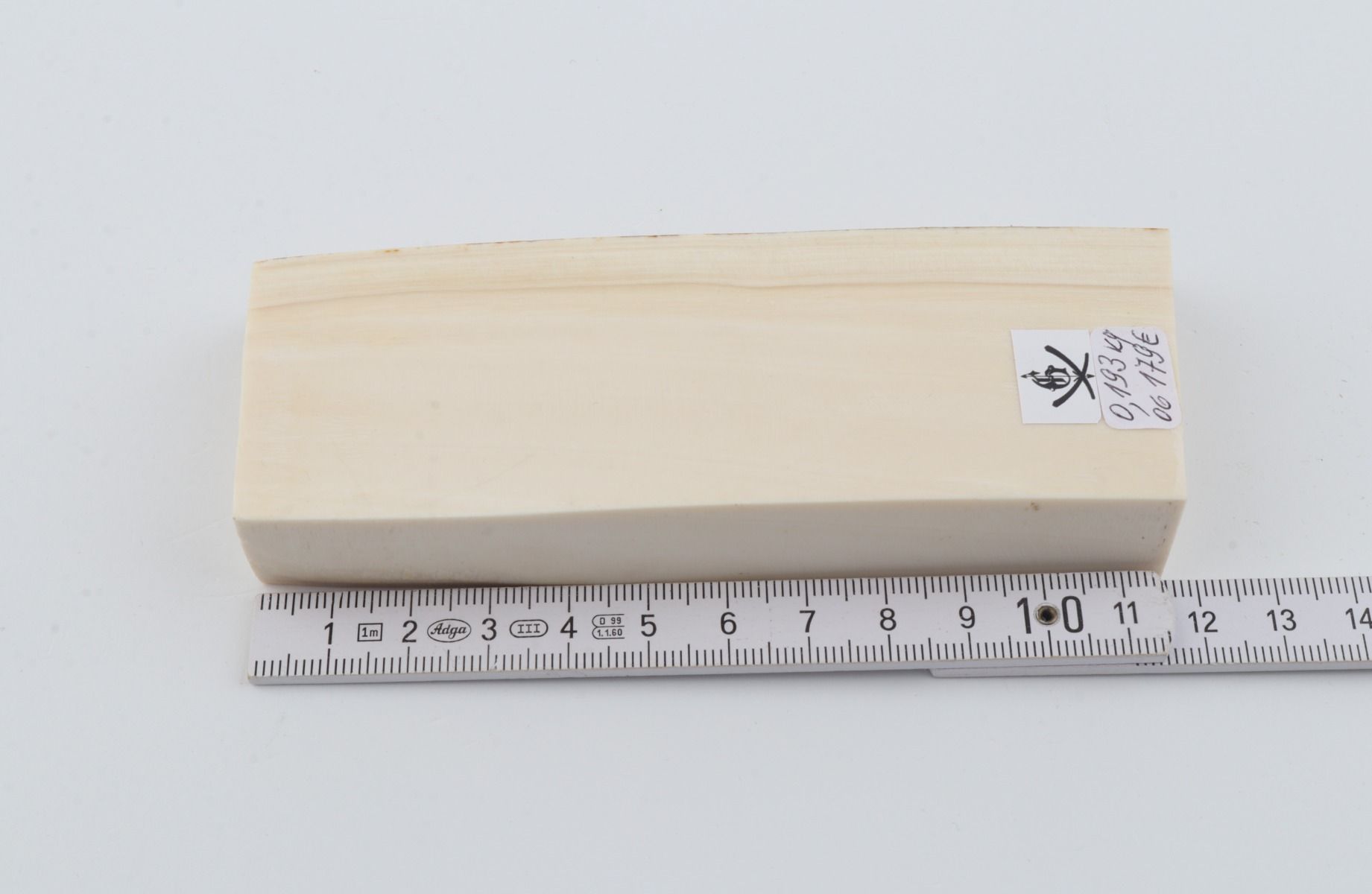 White mammoth ivory segment