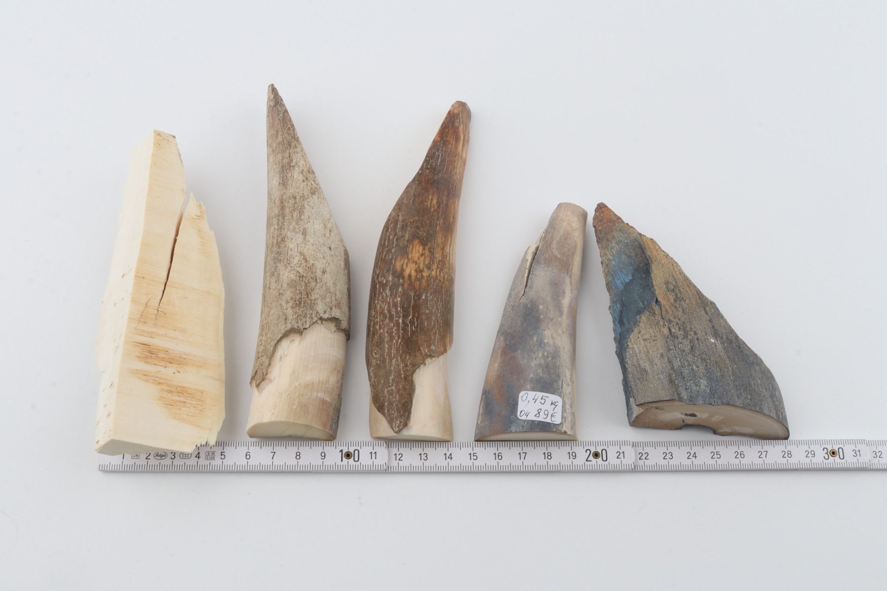 Raw mammoth ivory offcuts
