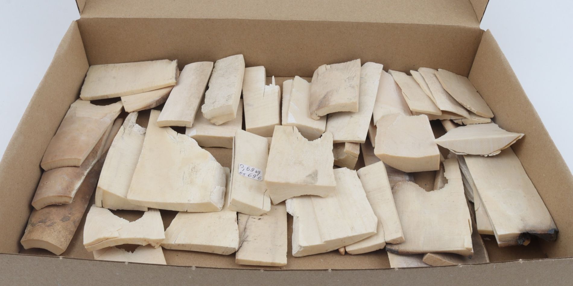 Raw white mammoth ivory offcuts