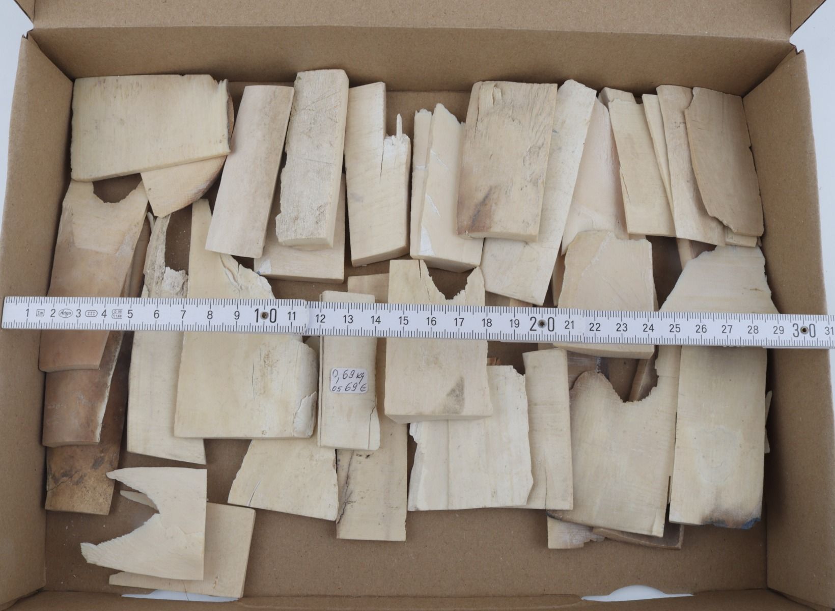 Raw white mammoth ivory offcuts