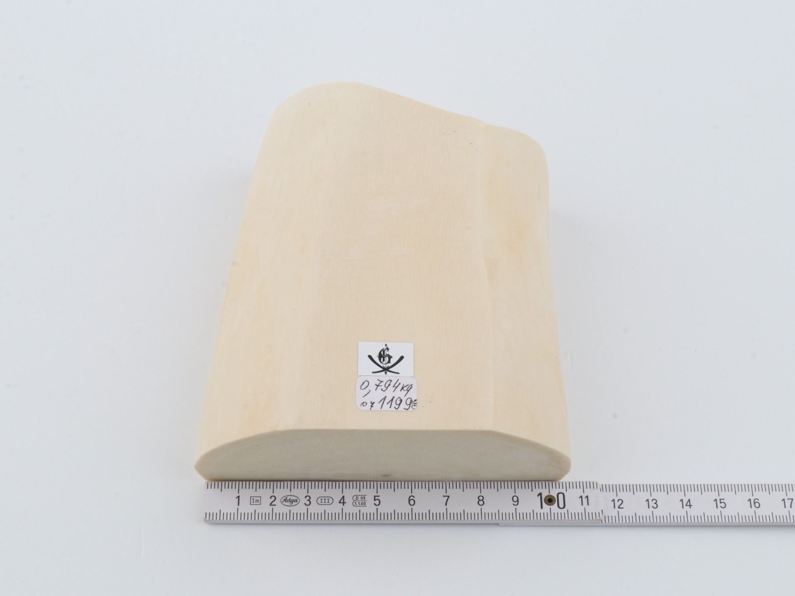 White mammoth ivory segment