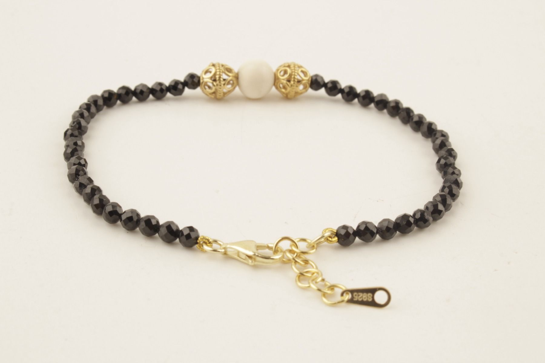 Black Spinel Mammoth Ivory Bracelet
