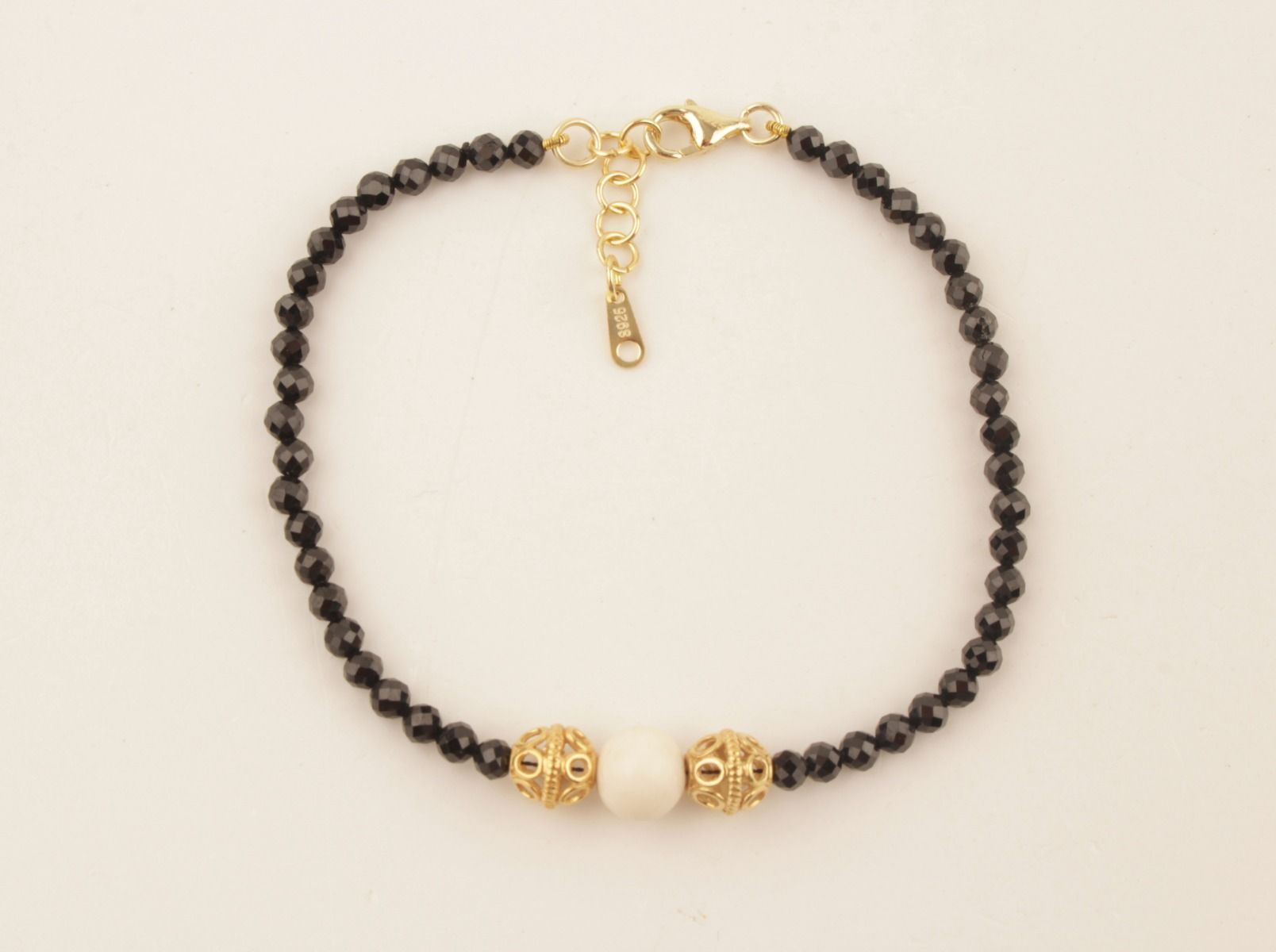 Black Spinel Mammoth Ivory Bracelet