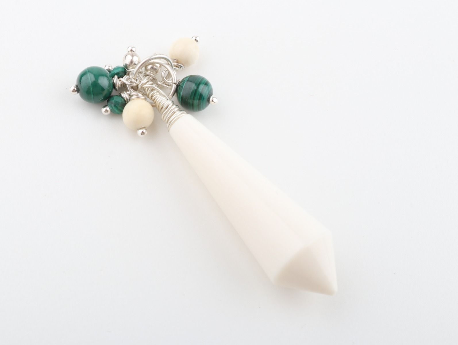 Mammoth Ivory & Malachite Cluster Pendant