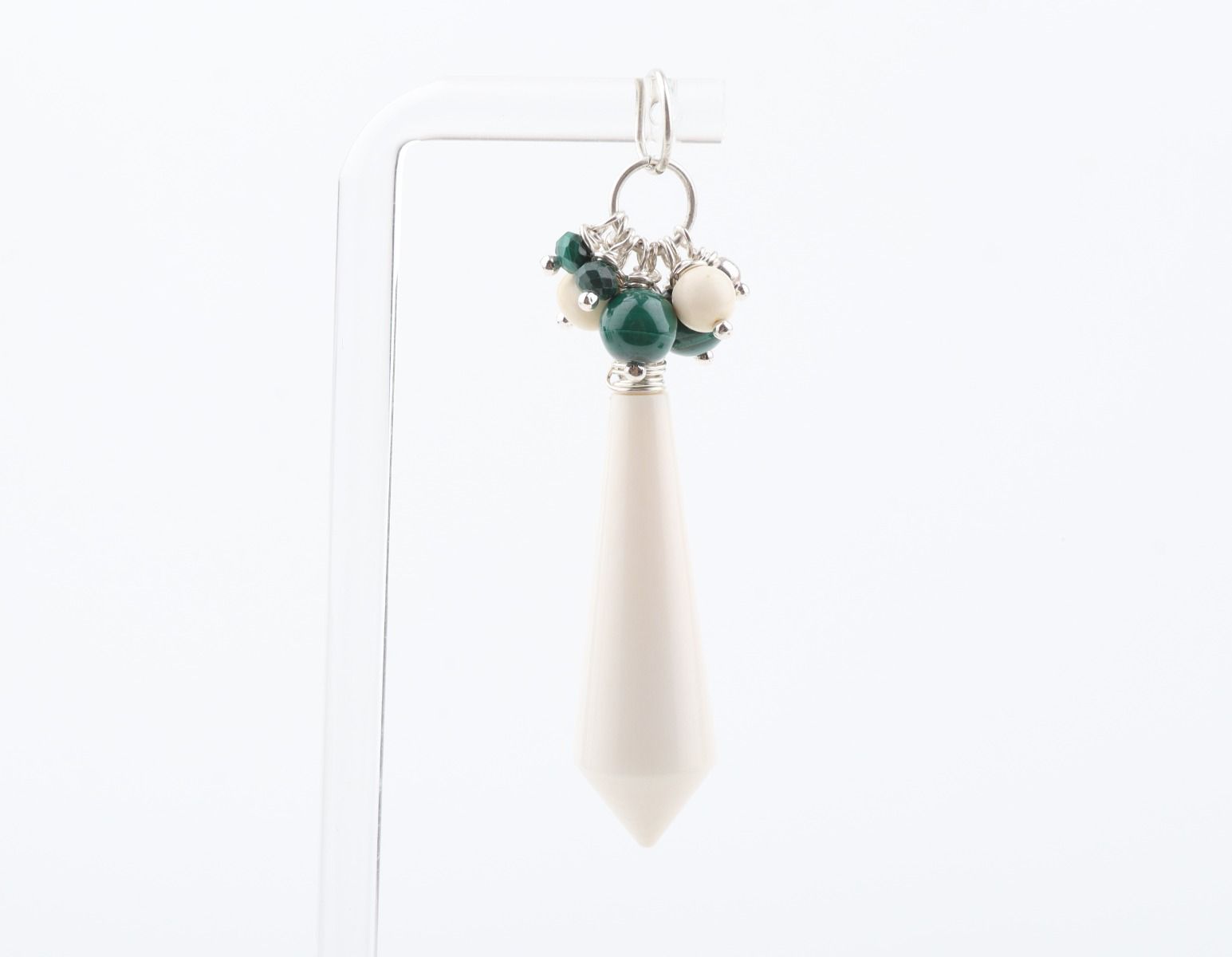 Mammoth Ivory & Malachite Cluster Pendant