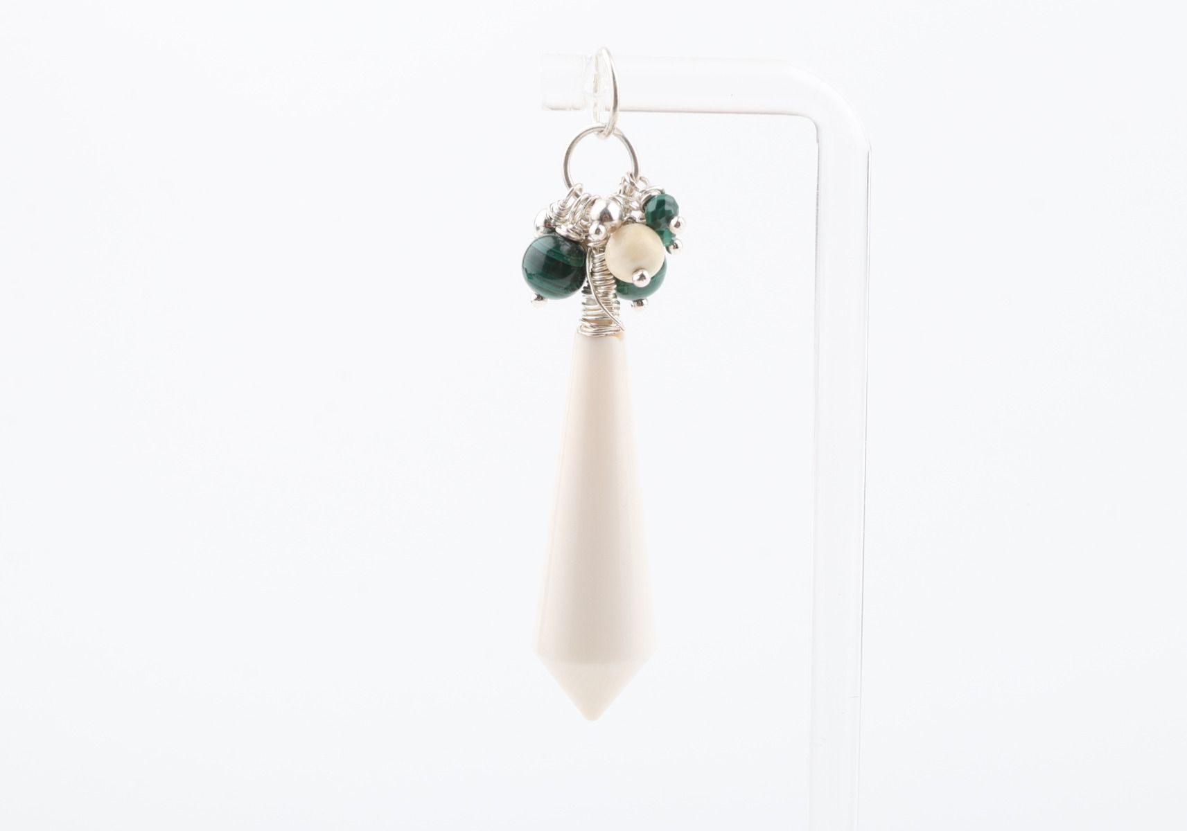 Mammoth Ivory & Malachite Cluster Pendant