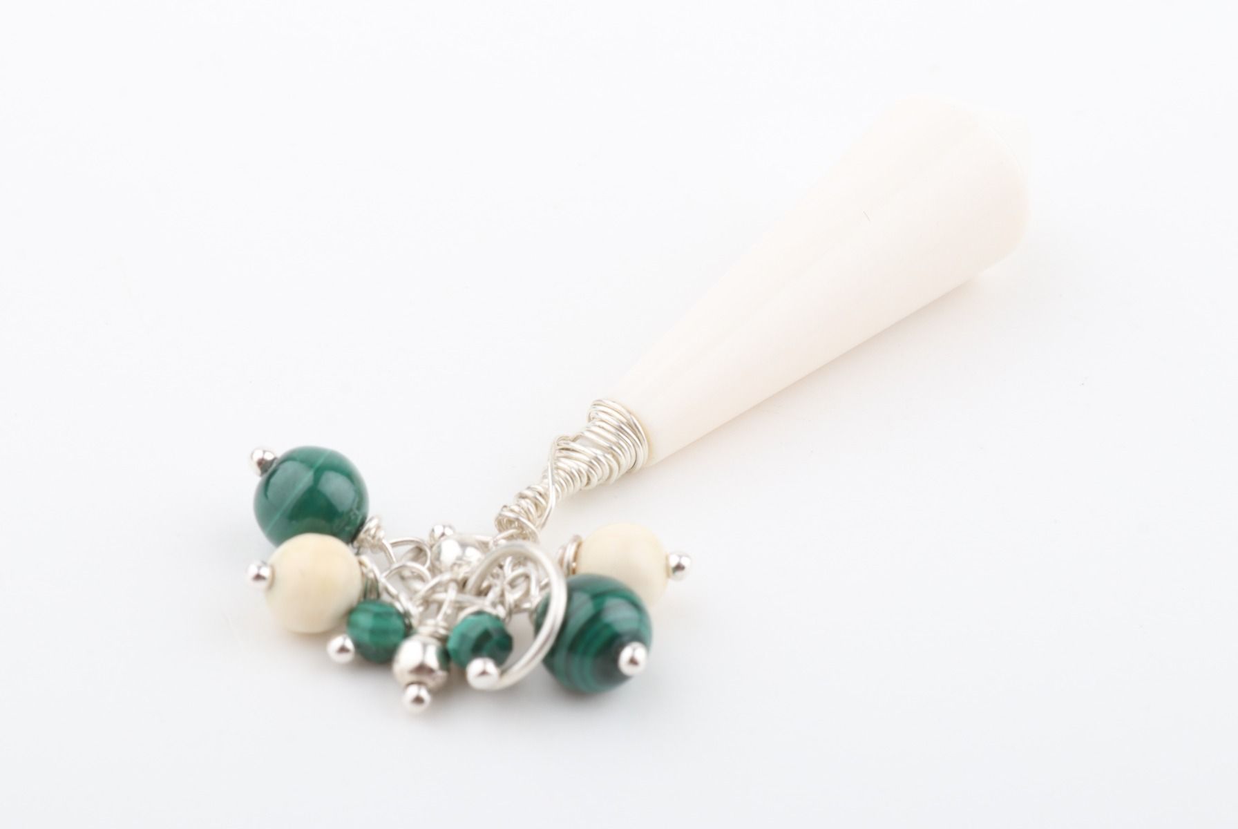 Mammoth Ivory & Malachite Cluster Pendant
