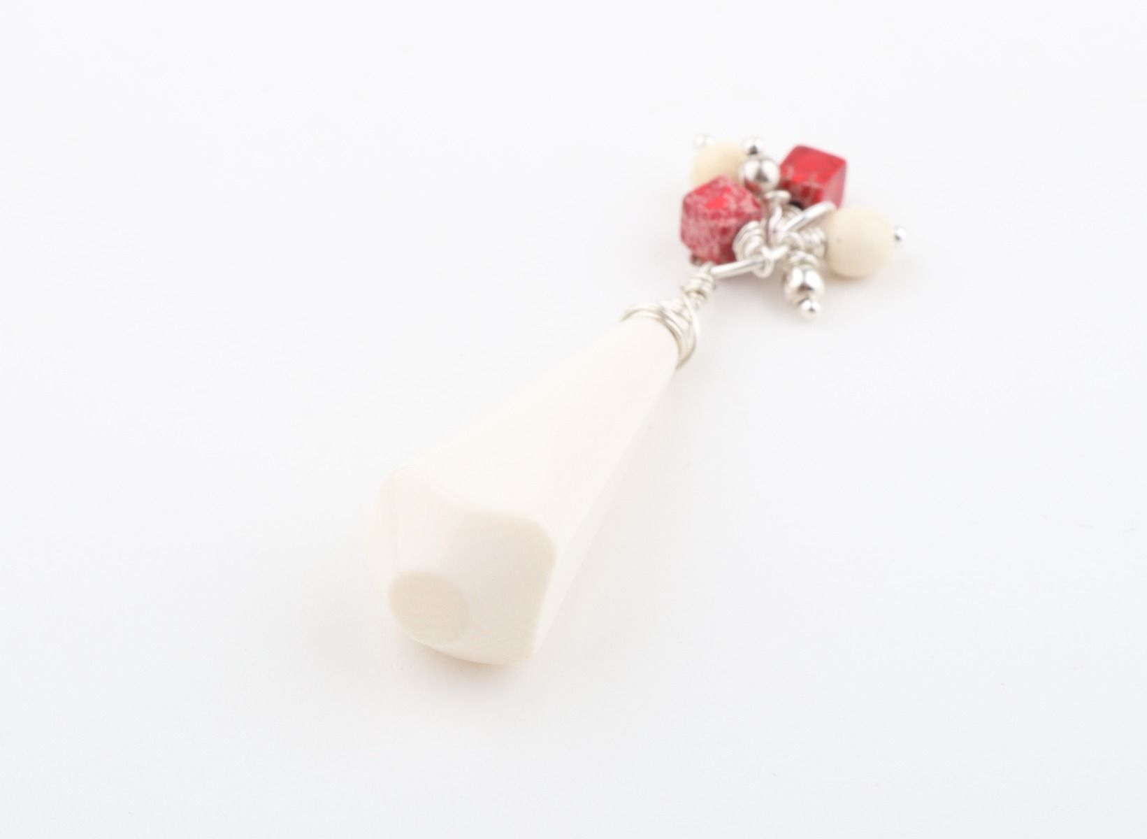 Mammoth Ivory & Pink Jasper Cluster Pendant