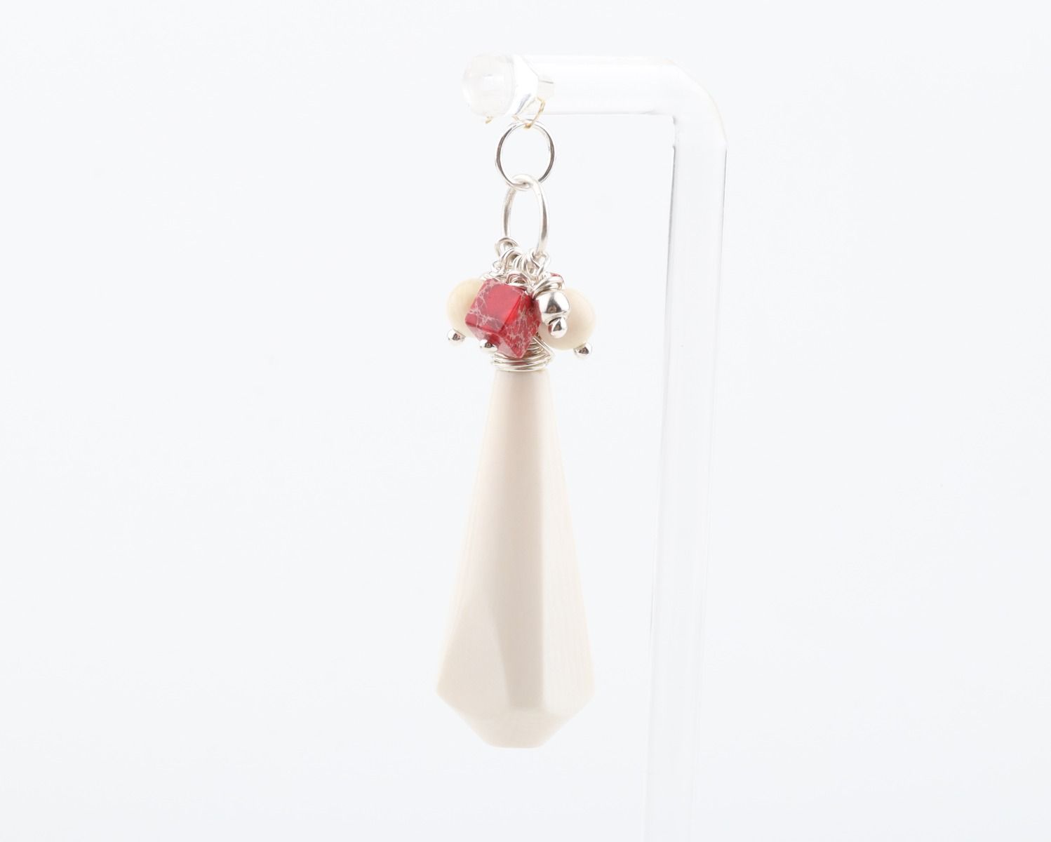 Mammoth Ivory & Pink Jasper Cluster Pendant