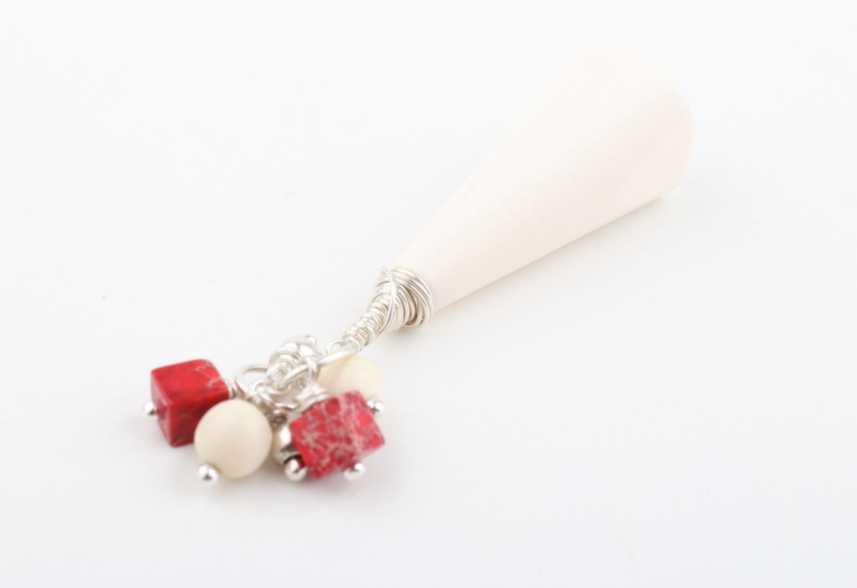 Mammoth Ivory & Pink Jasper Cluster Pendant