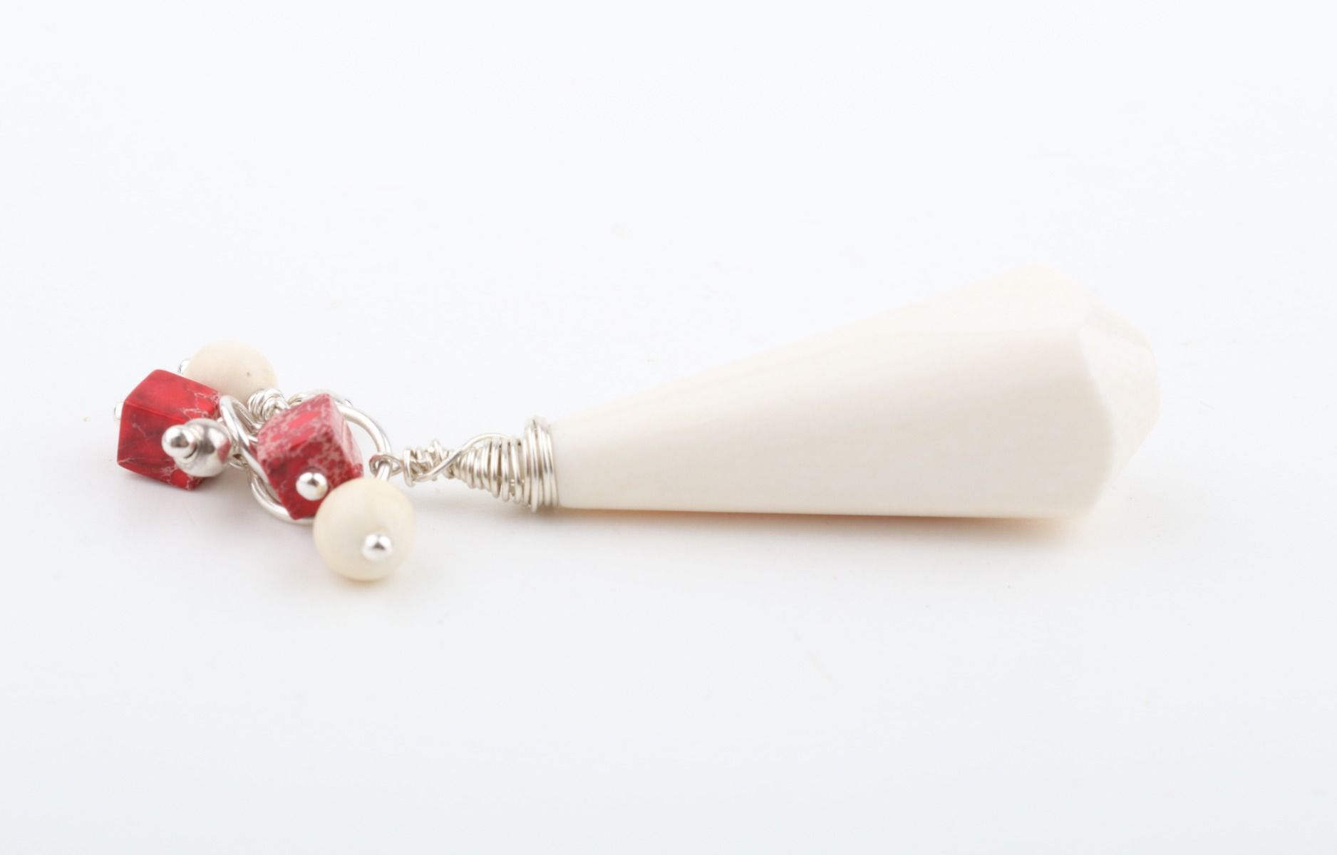 Mammoth Ivory & Pink Jasper Cluster Pendant