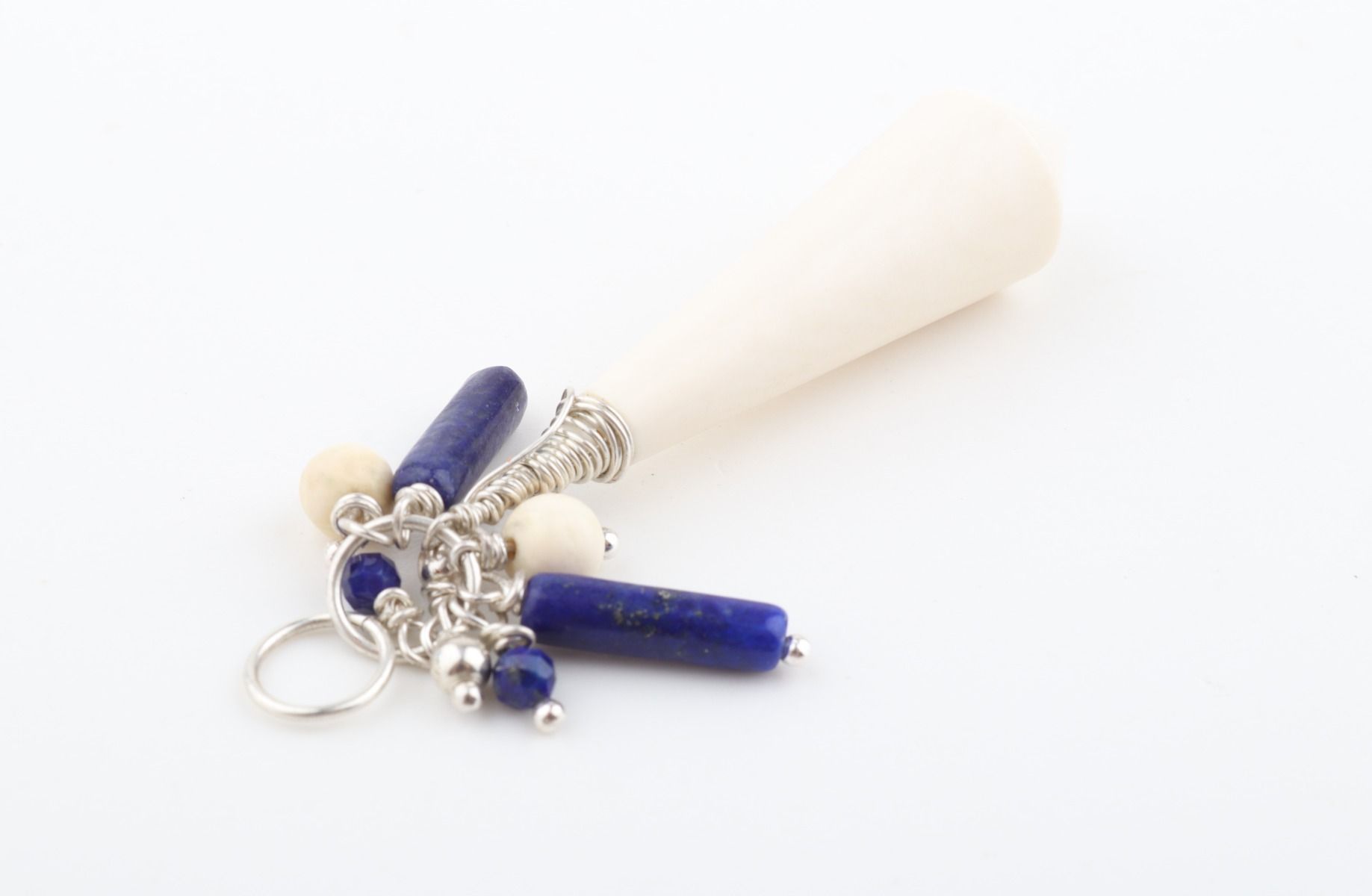 Mammoth Ivory & Lapis Lazuli Cluster Pendant