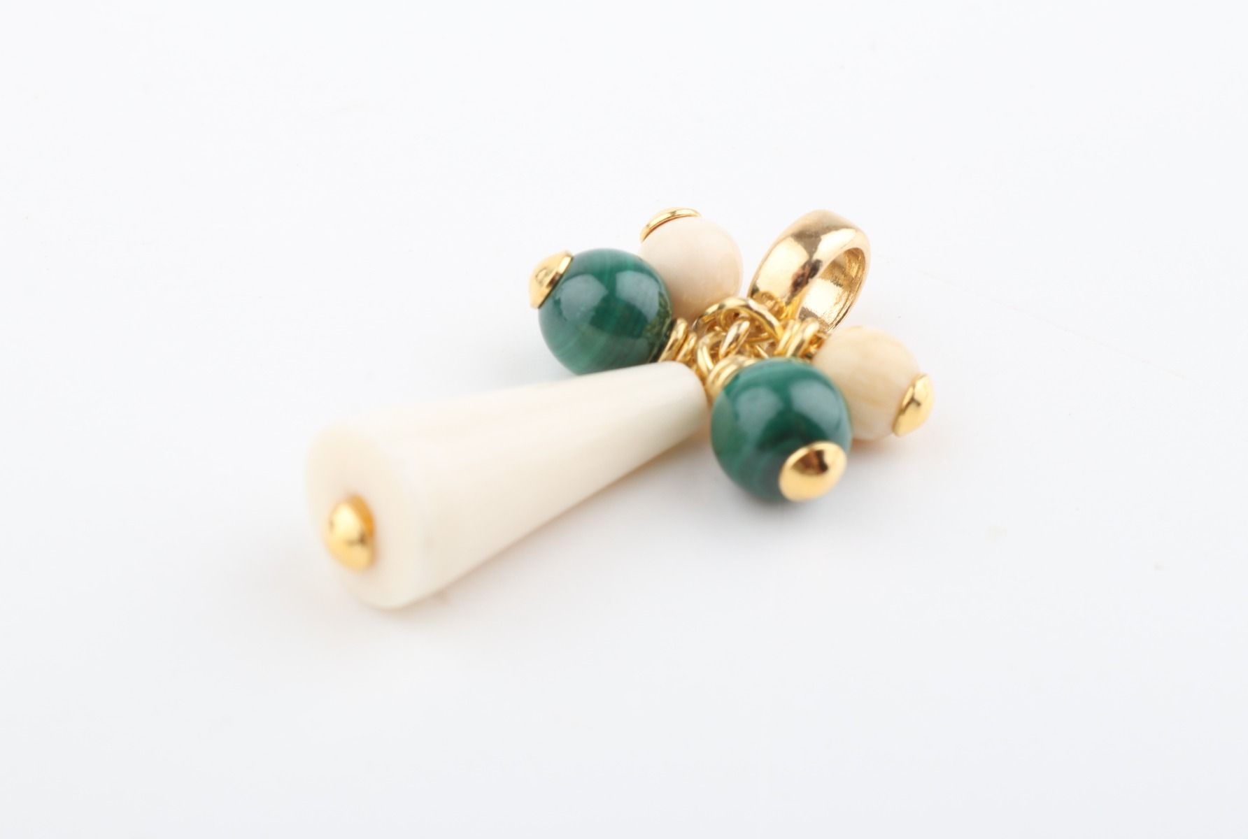 Mammoth Ivory & Malachite Cluster Pendant
