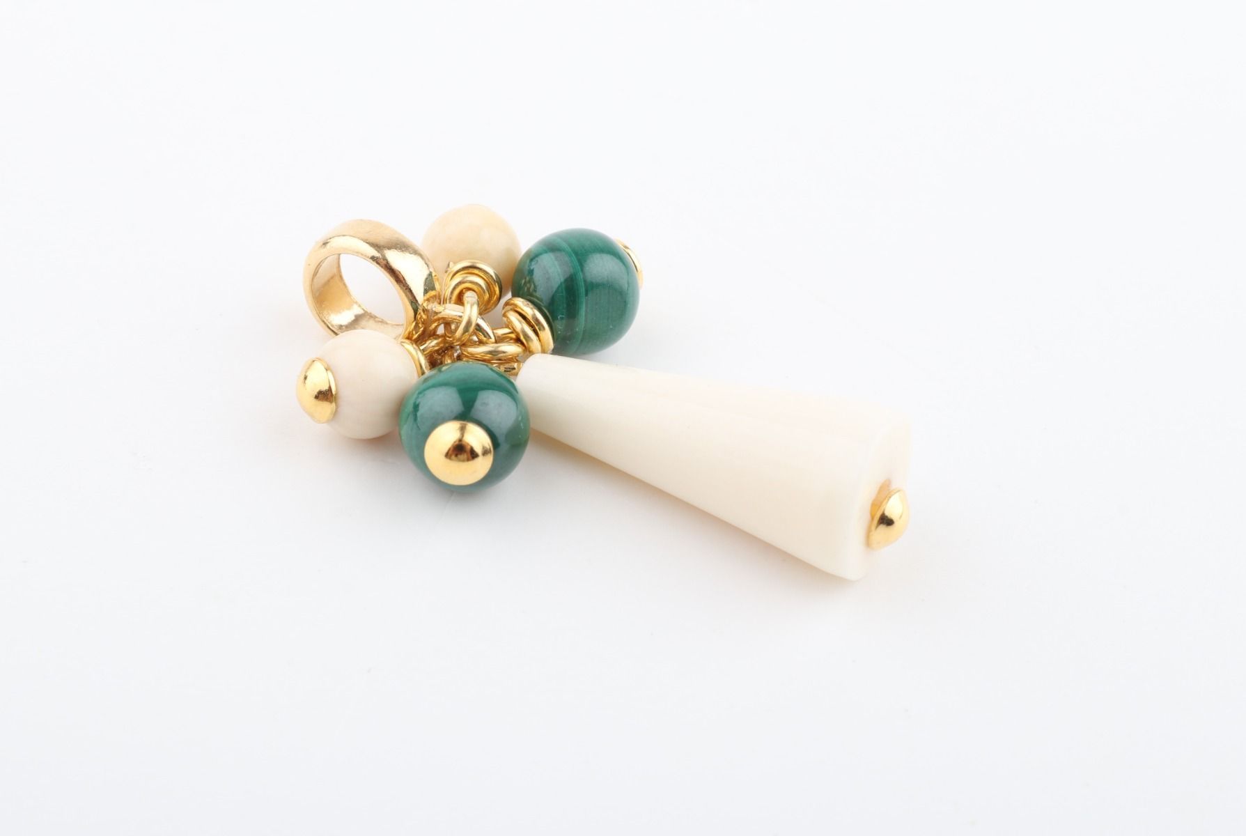 Mammoth Ivory & Malachite Cluster Pendant