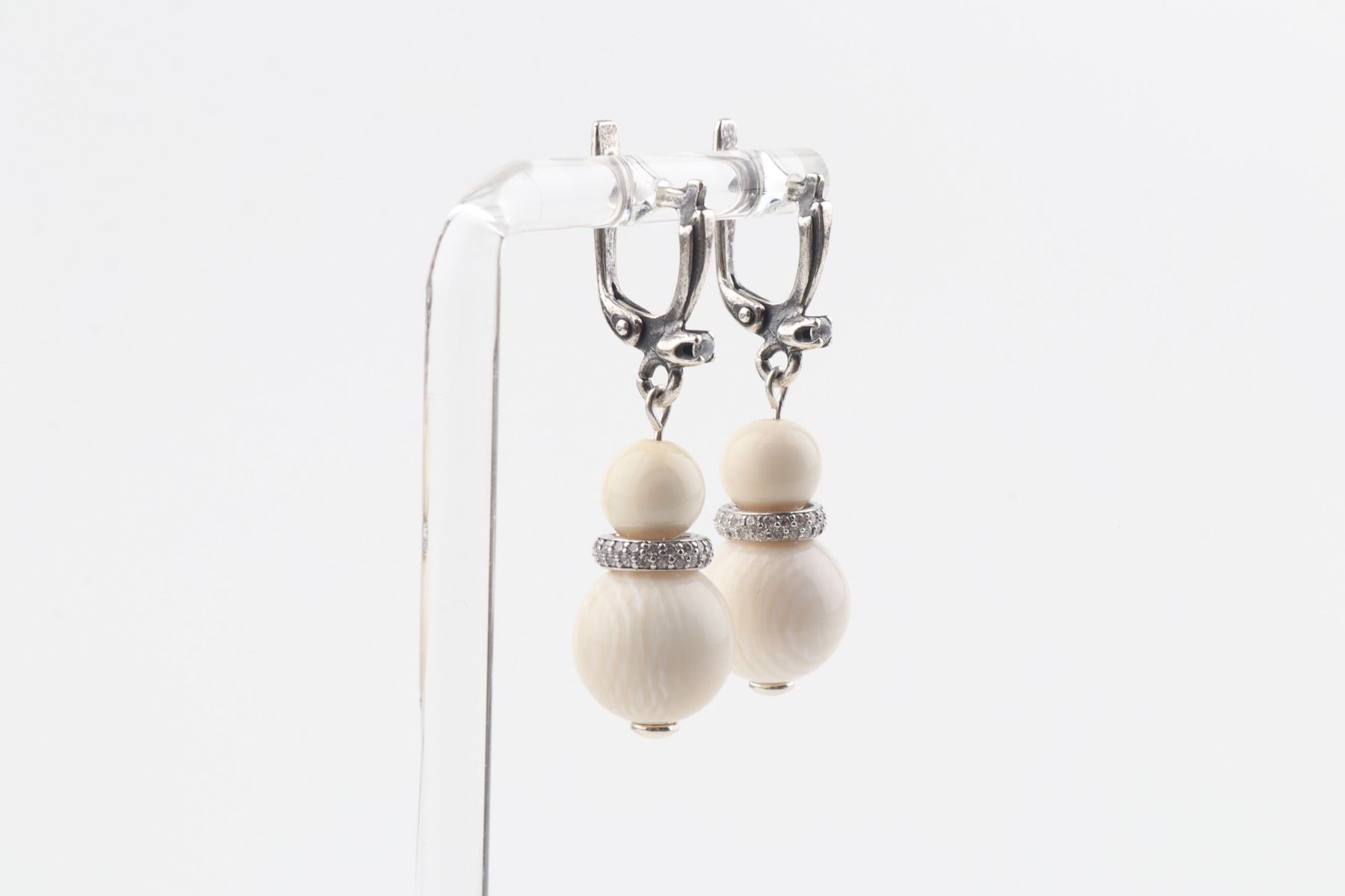 Mammoth Ivory & Sterling Silver Drop Earrings