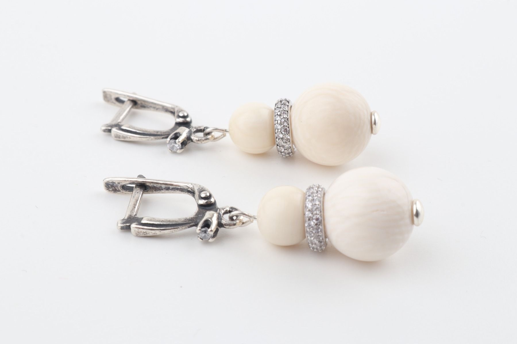 Mammoth Ivory & Sterling Silver Drop Earrings
