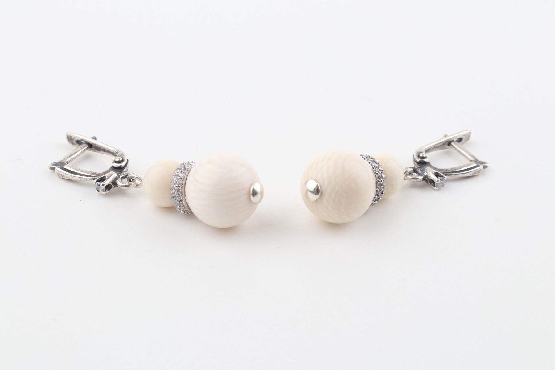 Mammoth Ivory & Sterling Silver Drop Earrings