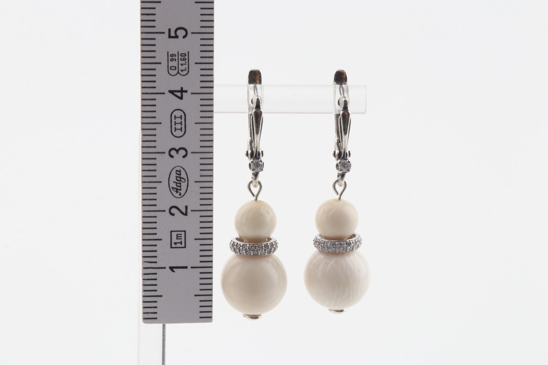 Mammoth Ivory & Sterling Silver Drop Earrings