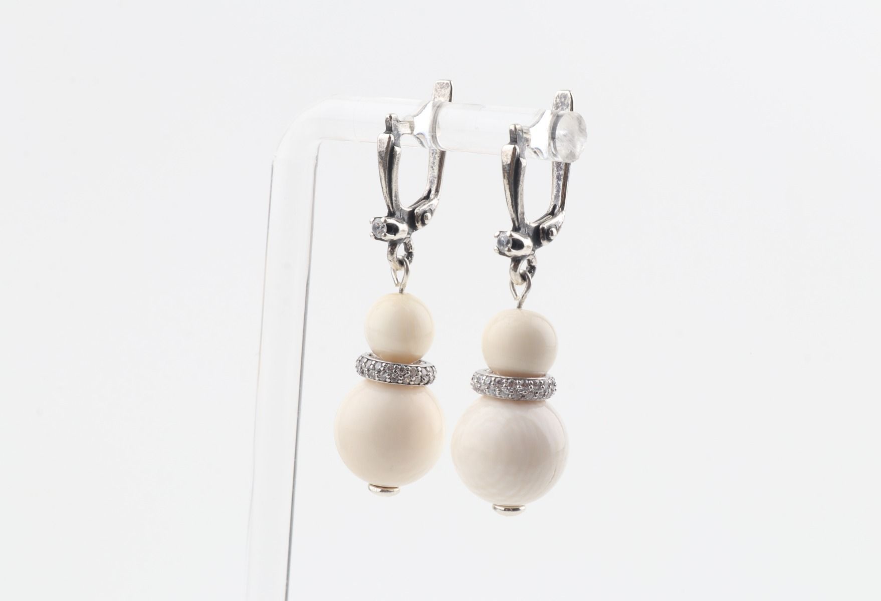 Mammoth Ivory & Sterling Silver Drop Earrings