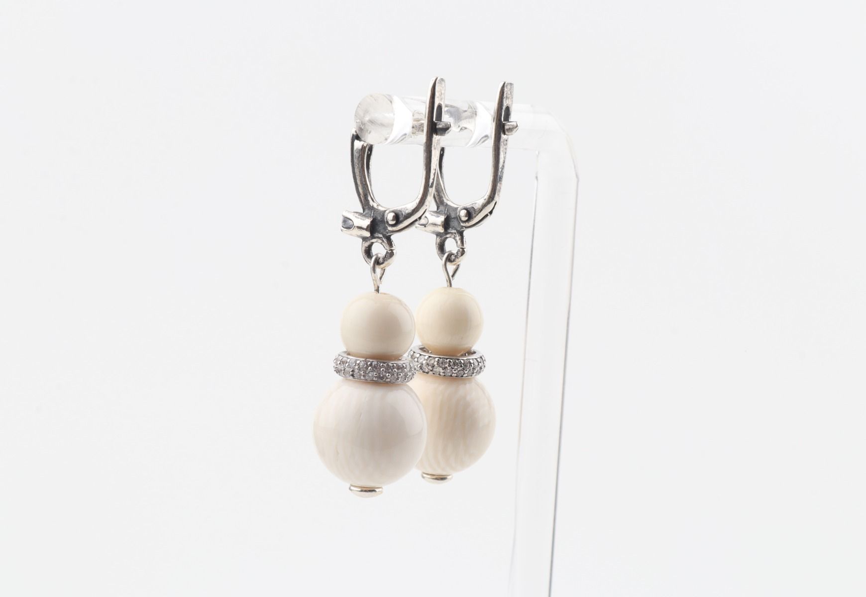Mammoth Ivory & Sterling Silver Drop Earrings