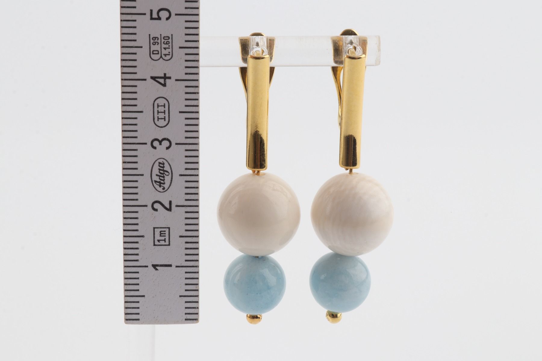 Mammoth Ivory & Aquamarine Drop Earrings