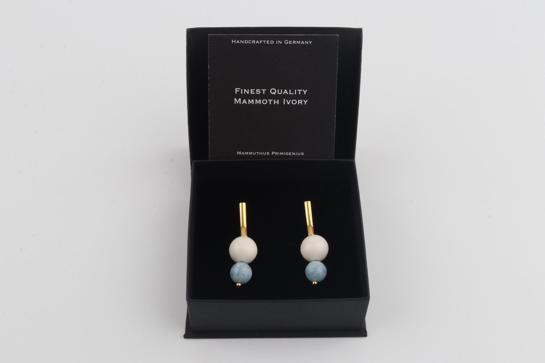 Mammoth Ivory & Aquamarine Drop Earrings