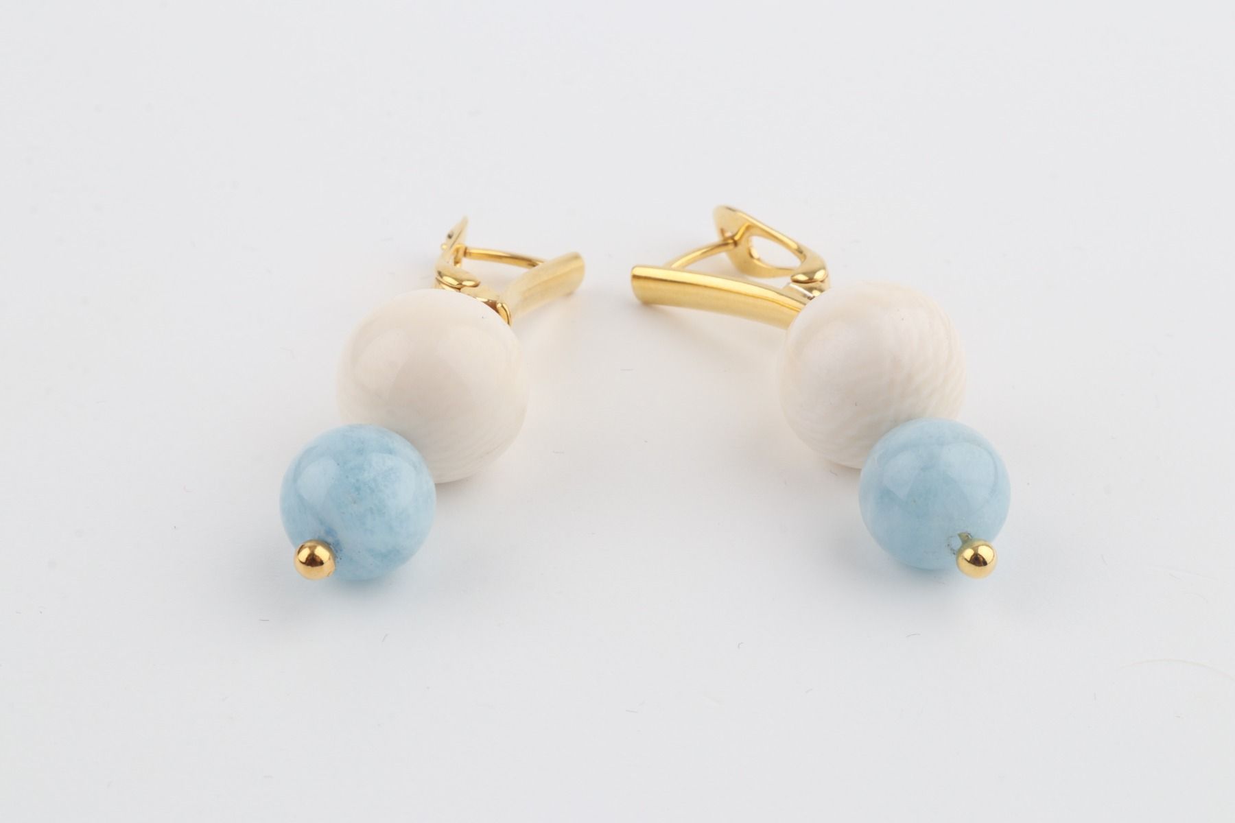 Mammoth Ivory & Aquamarine Drop Earrings