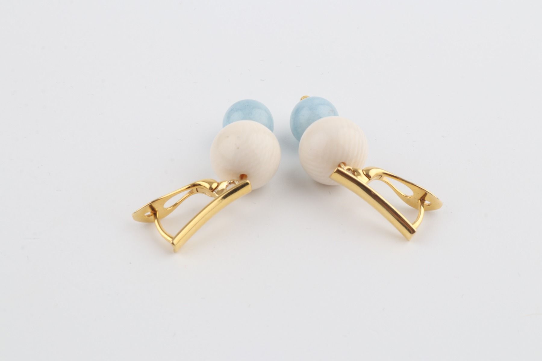 Mammoth Ivory & Aquamarine Drop Earrings