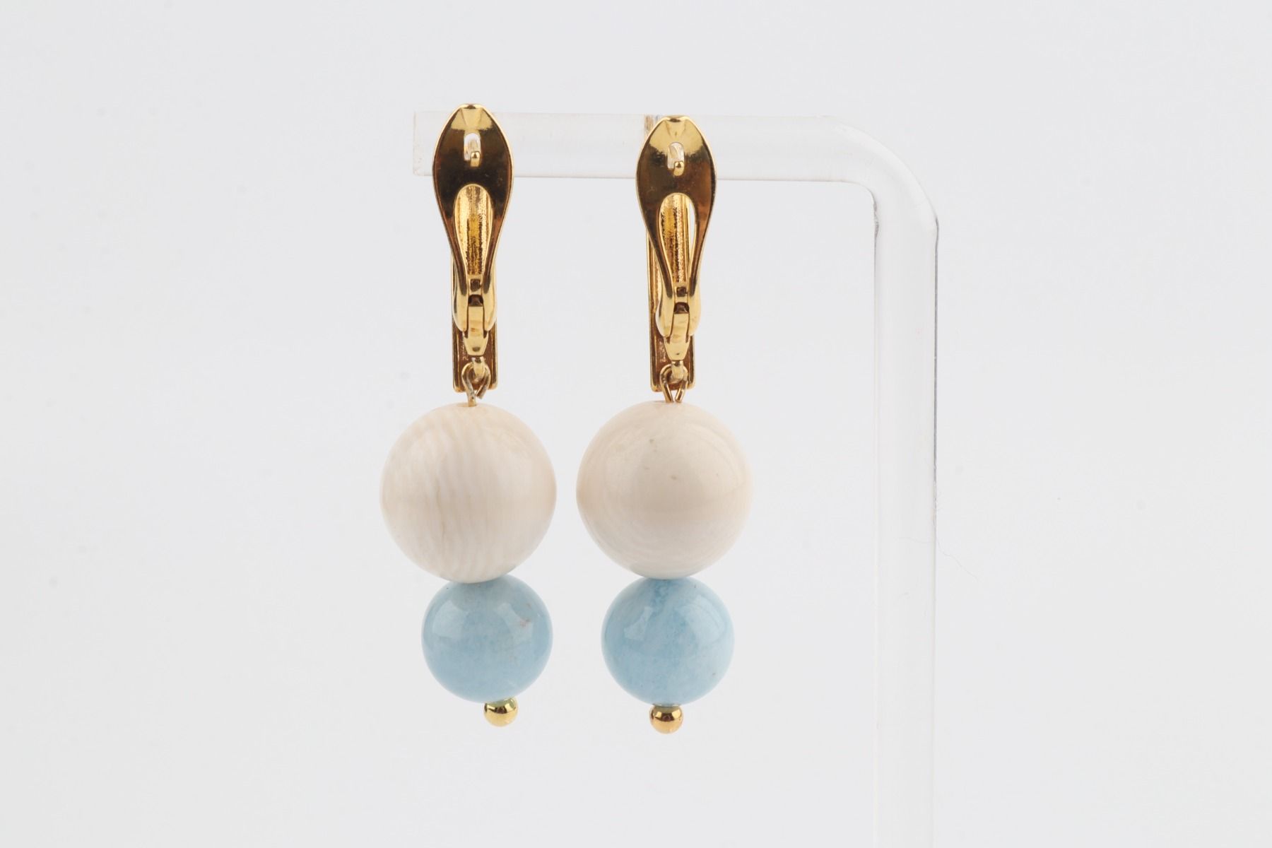 Mammoth Ivory & Aquamarine Drop Earrings