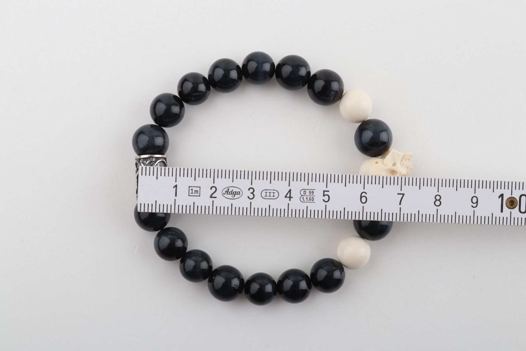 Mammoth Ivory Skull & Falcon's Eye Bracelet