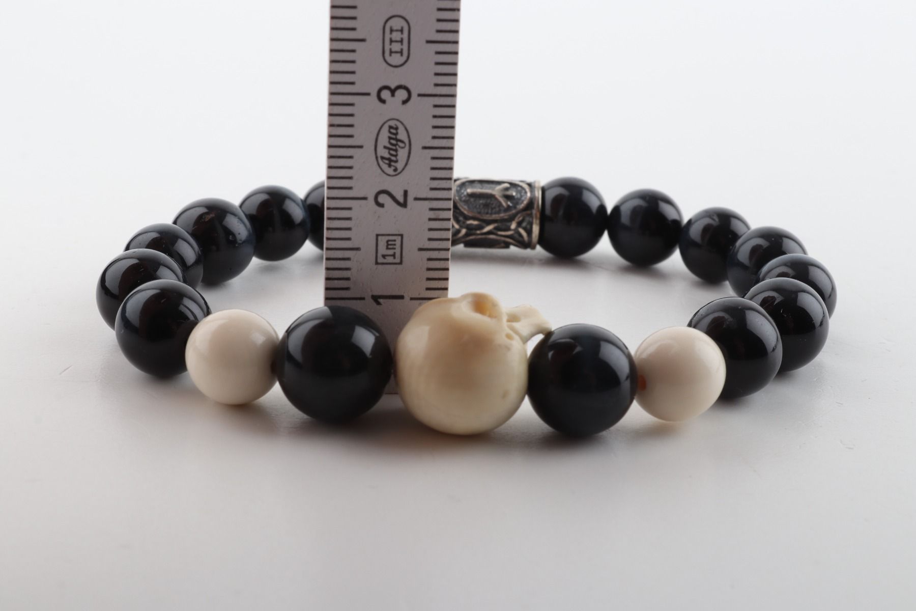 Mammoth Ivory Skull & Falcon's Eye Bracelet