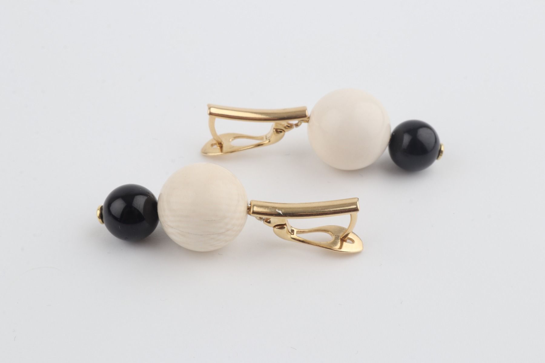 Mammoth Ivory & Agate Drop Earrings
