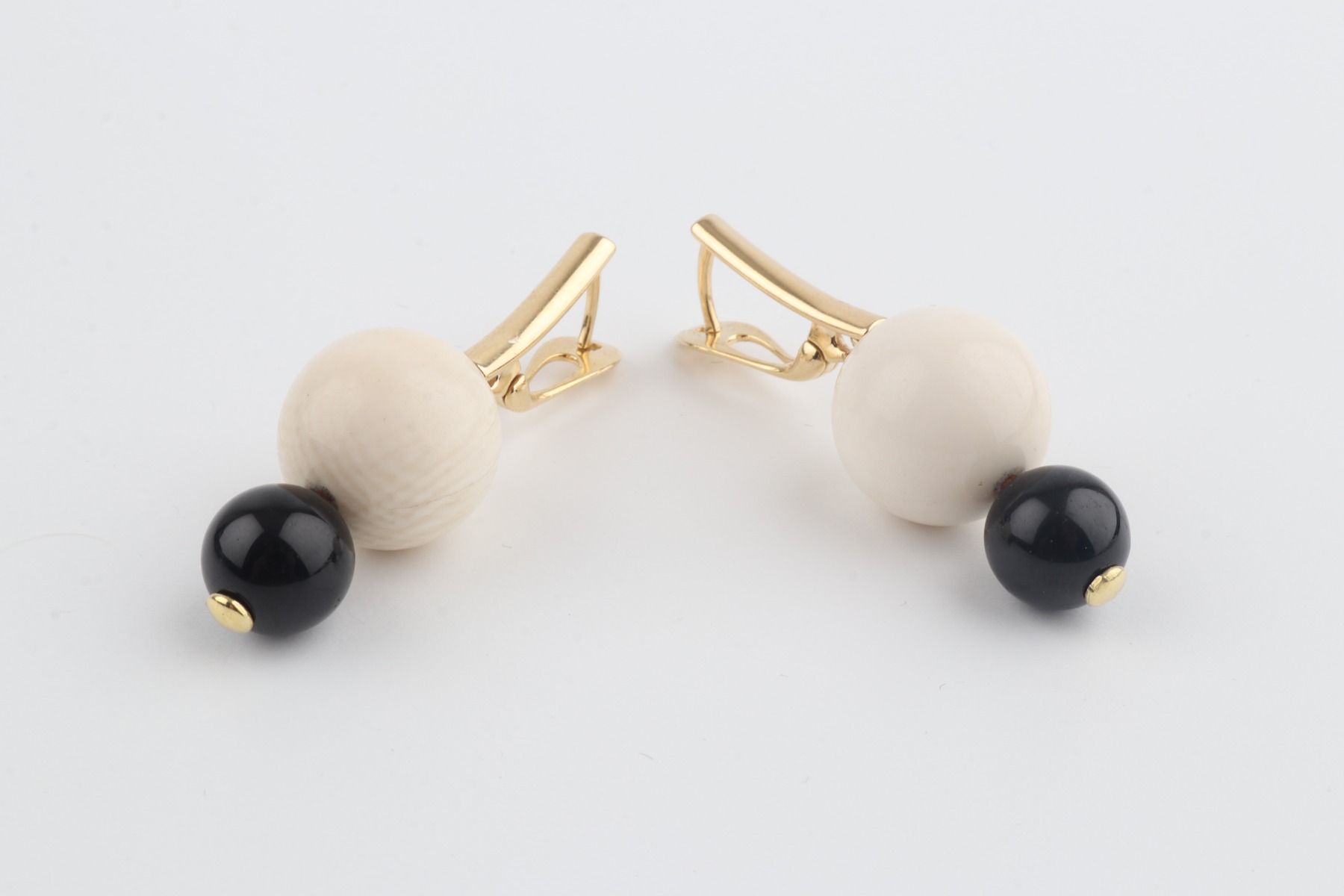 Mammoth Ivory & Agate Drop Earrings
