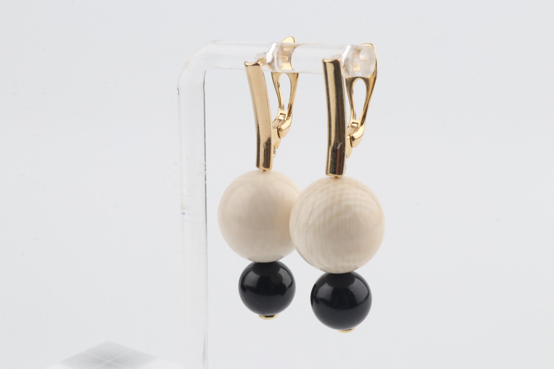 Mammoth Ivory & Agate Drop Earrings