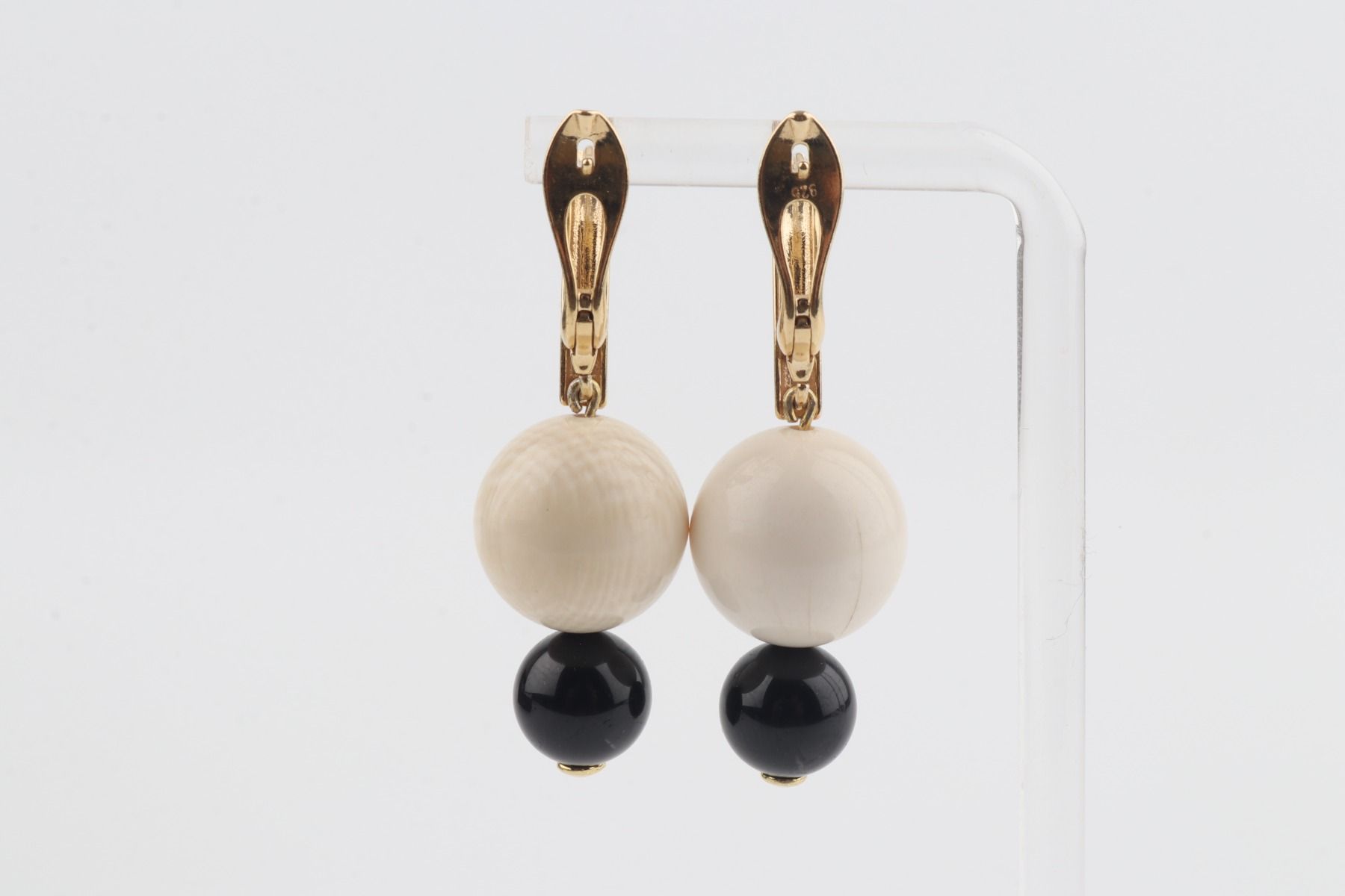 Mammoth Ivory & Agate Drop Earrings