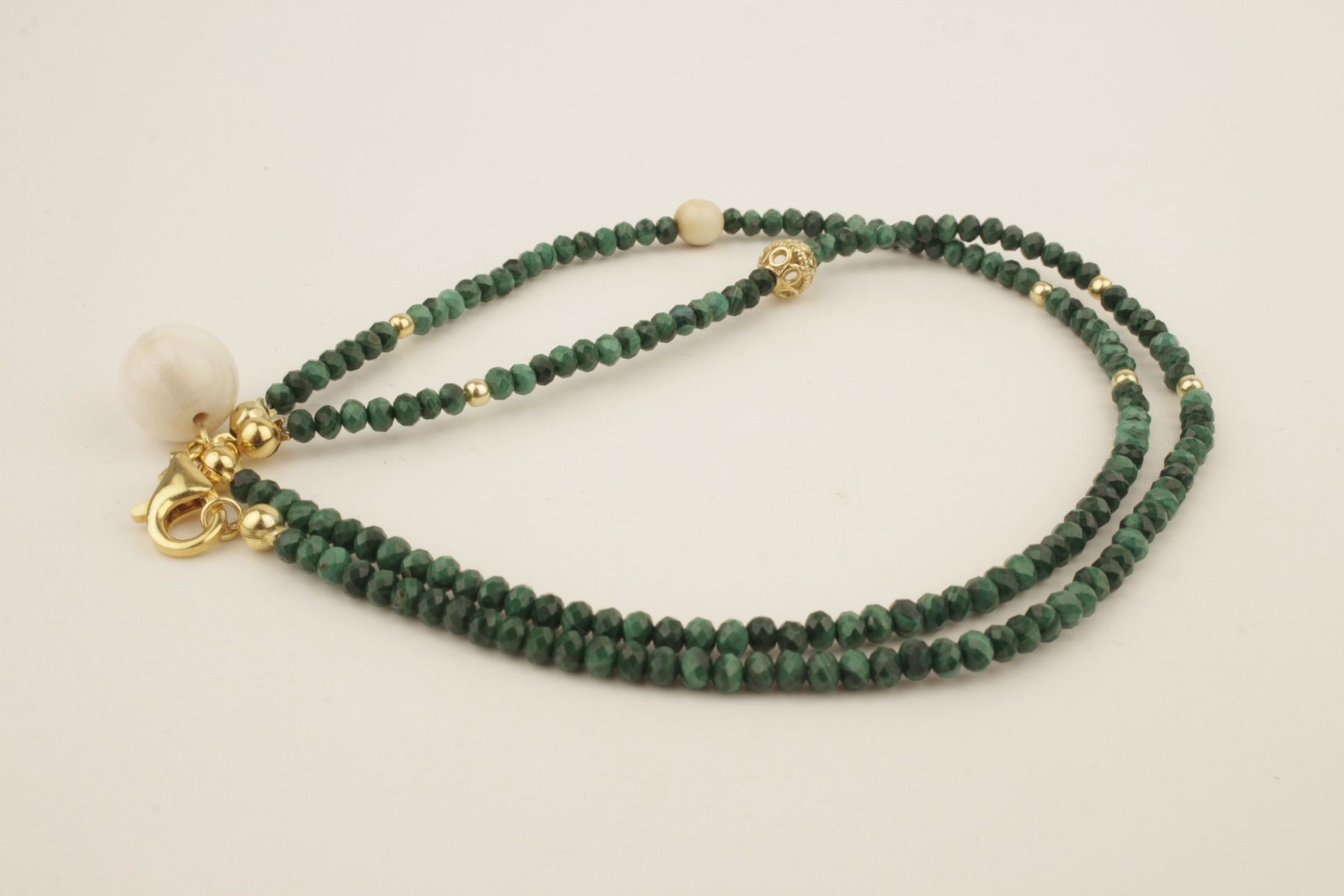 Faceted Malachite & Mammoth Ivory Necklace