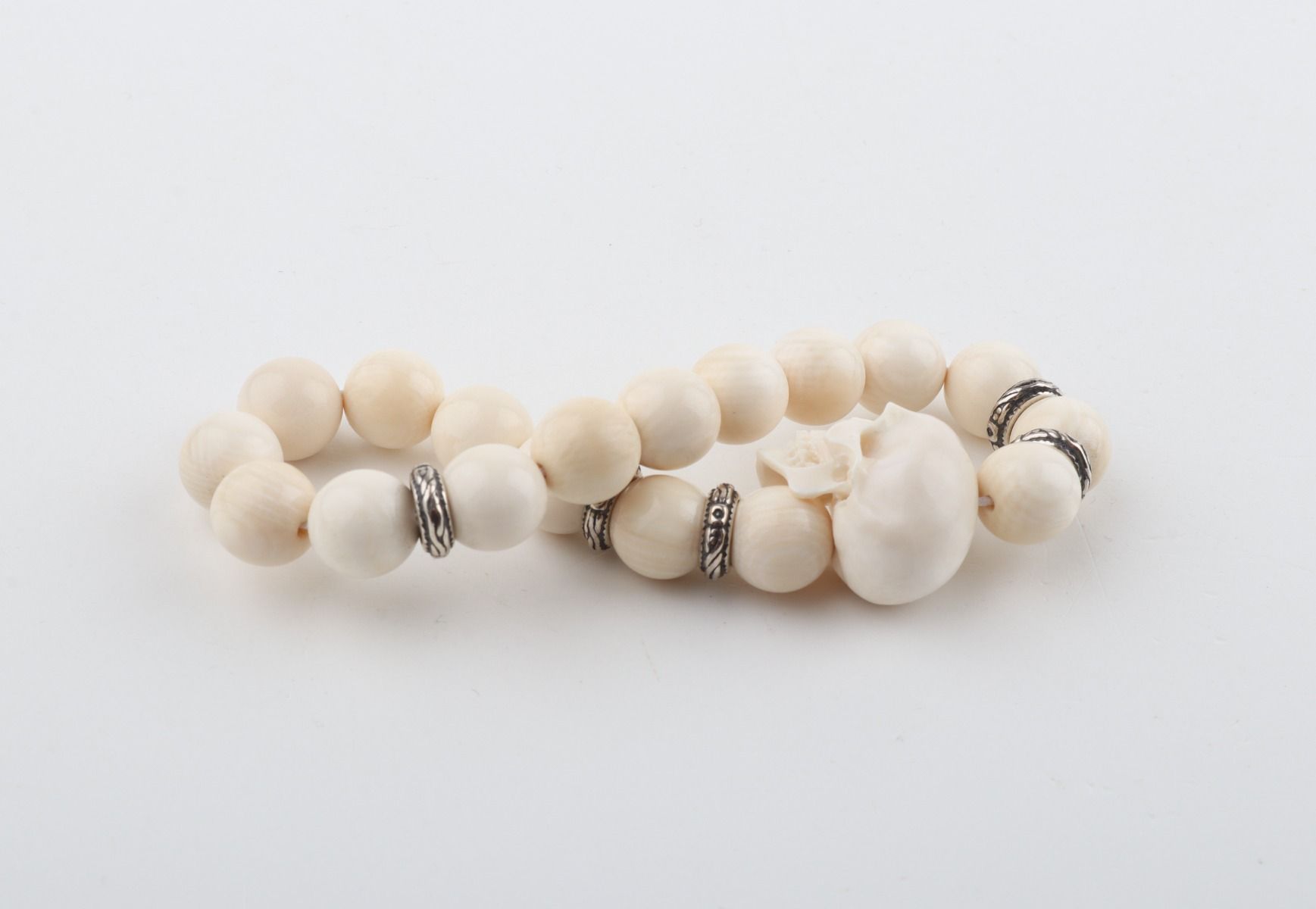 Mammoth Ivory Skull Bead Bracelet