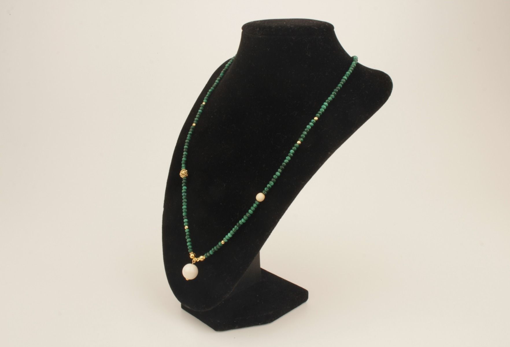 Faceted Malachite & Mammoth Ivory Necklace