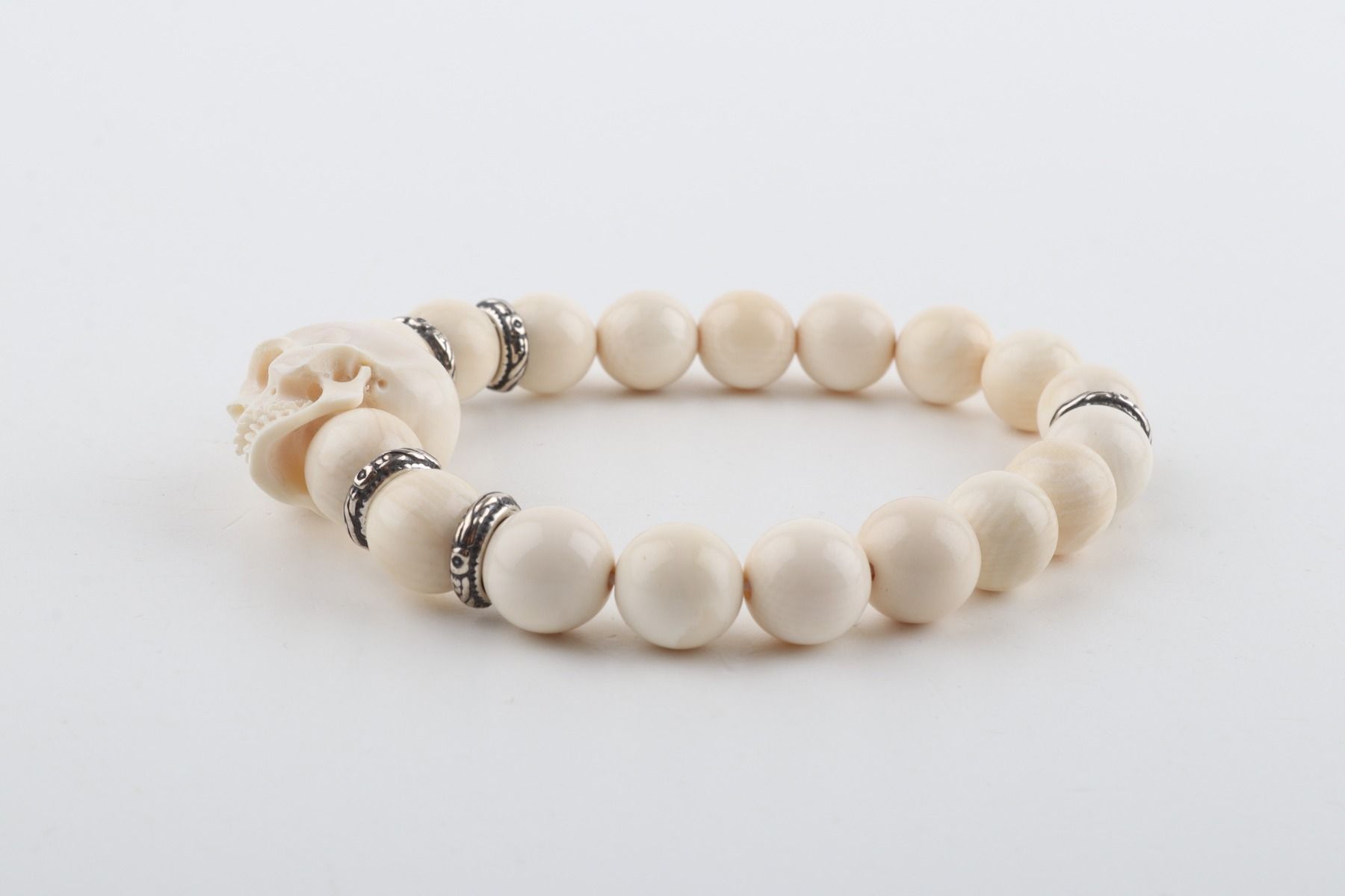 Mammoth Ivory Skull Bead Bracelet