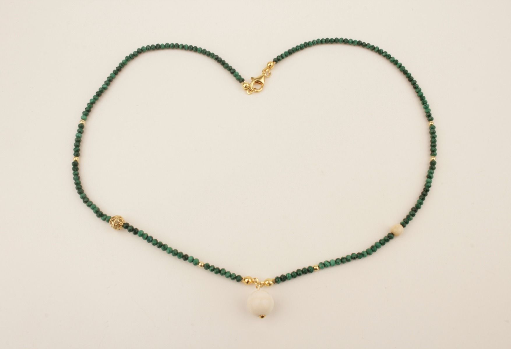 Faceted Malachite & Mammoth Ivory Necklace