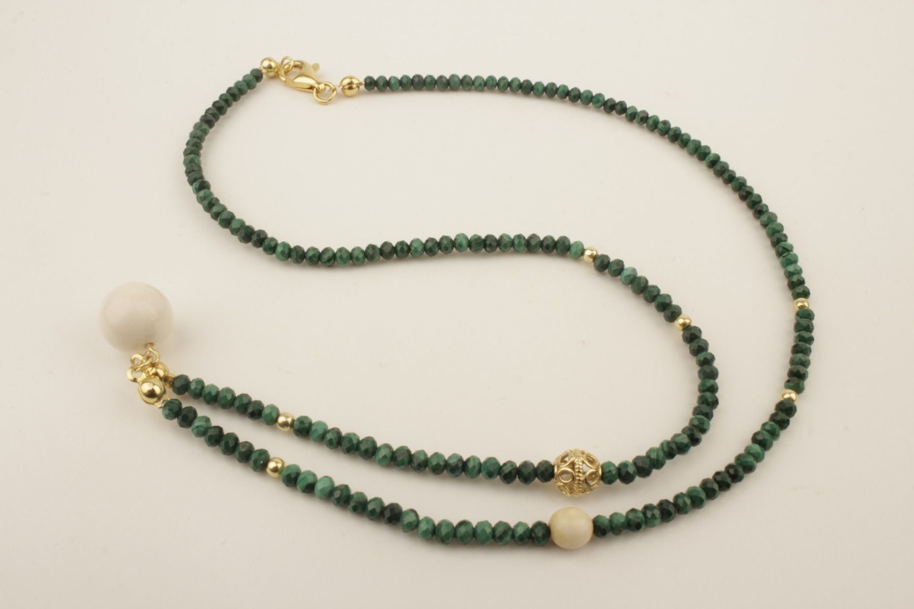 Faceted Malachite & Mammoth Ivory Necklace