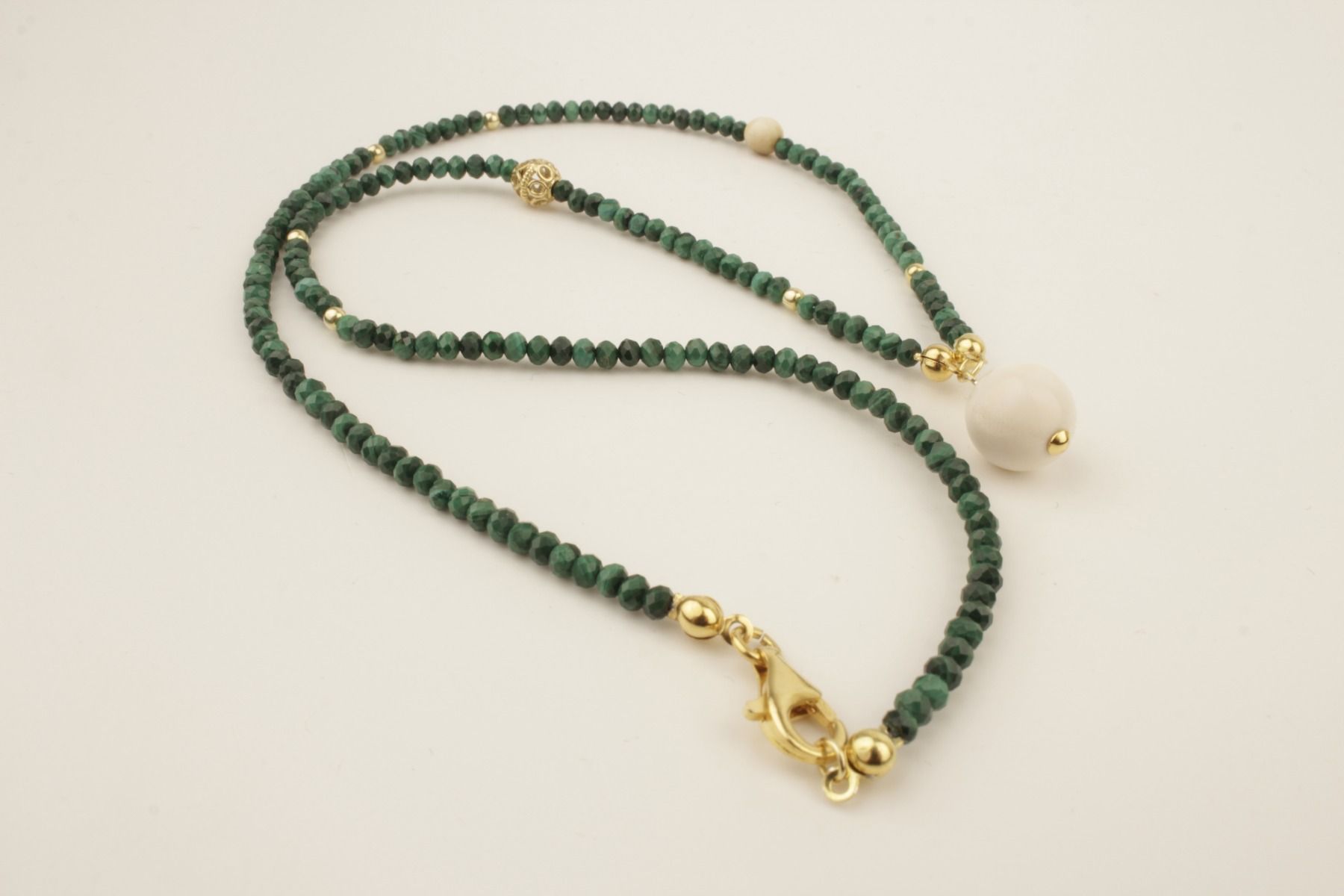 Faceted Malachite & Mammoth Ivory Necklace
