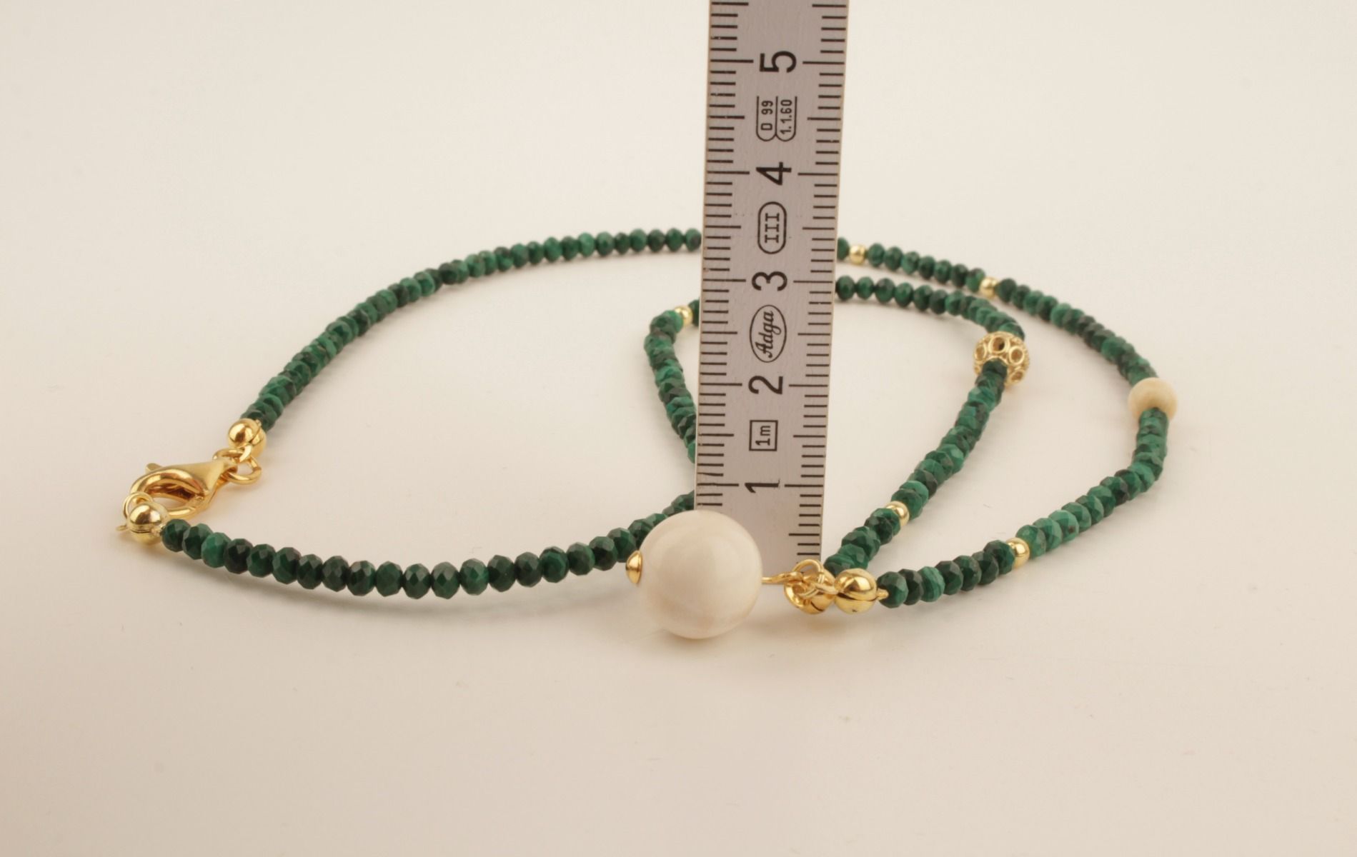 Faceted Malachite & Mammoth Ivory Necklace