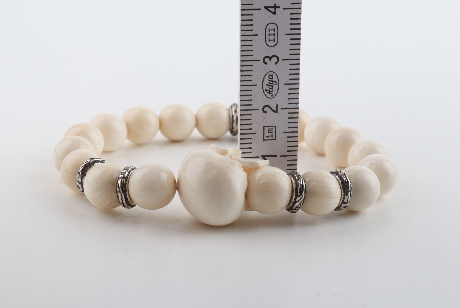 Mammoth Ivory Skull Bead Bracelet
